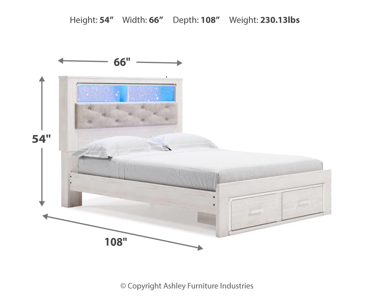 Altyra White Queen Bookcase Storage Bed, Dresser and Mirror - Image 16