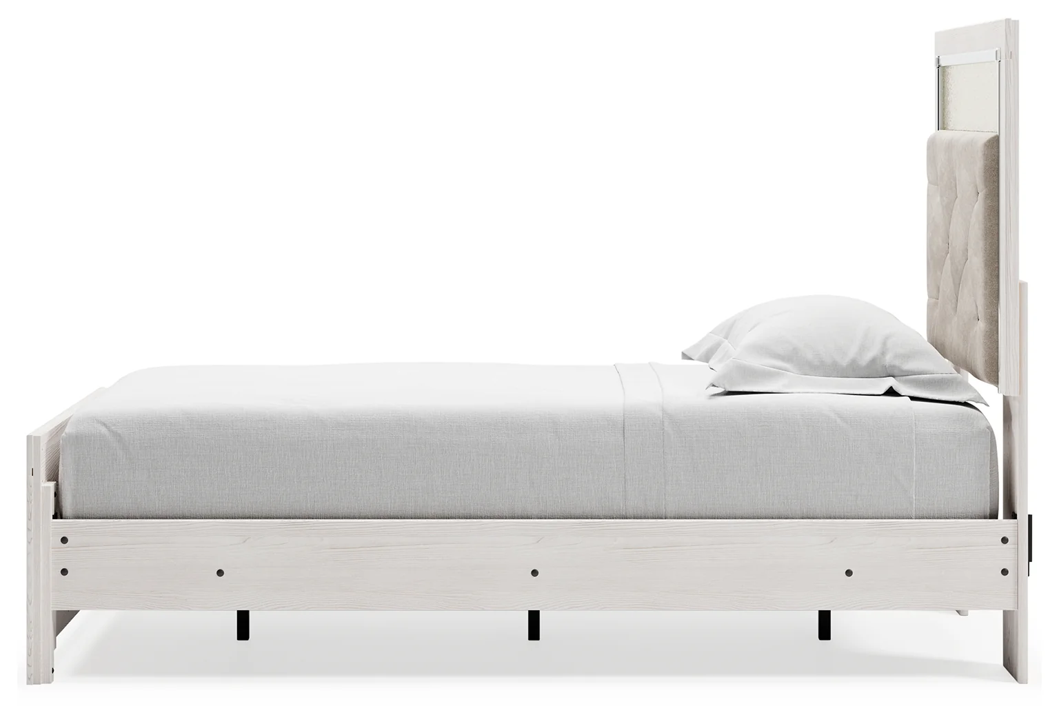 Altyra White Twin Upholstered Panel Bed and 2 Nightstands - Image 6