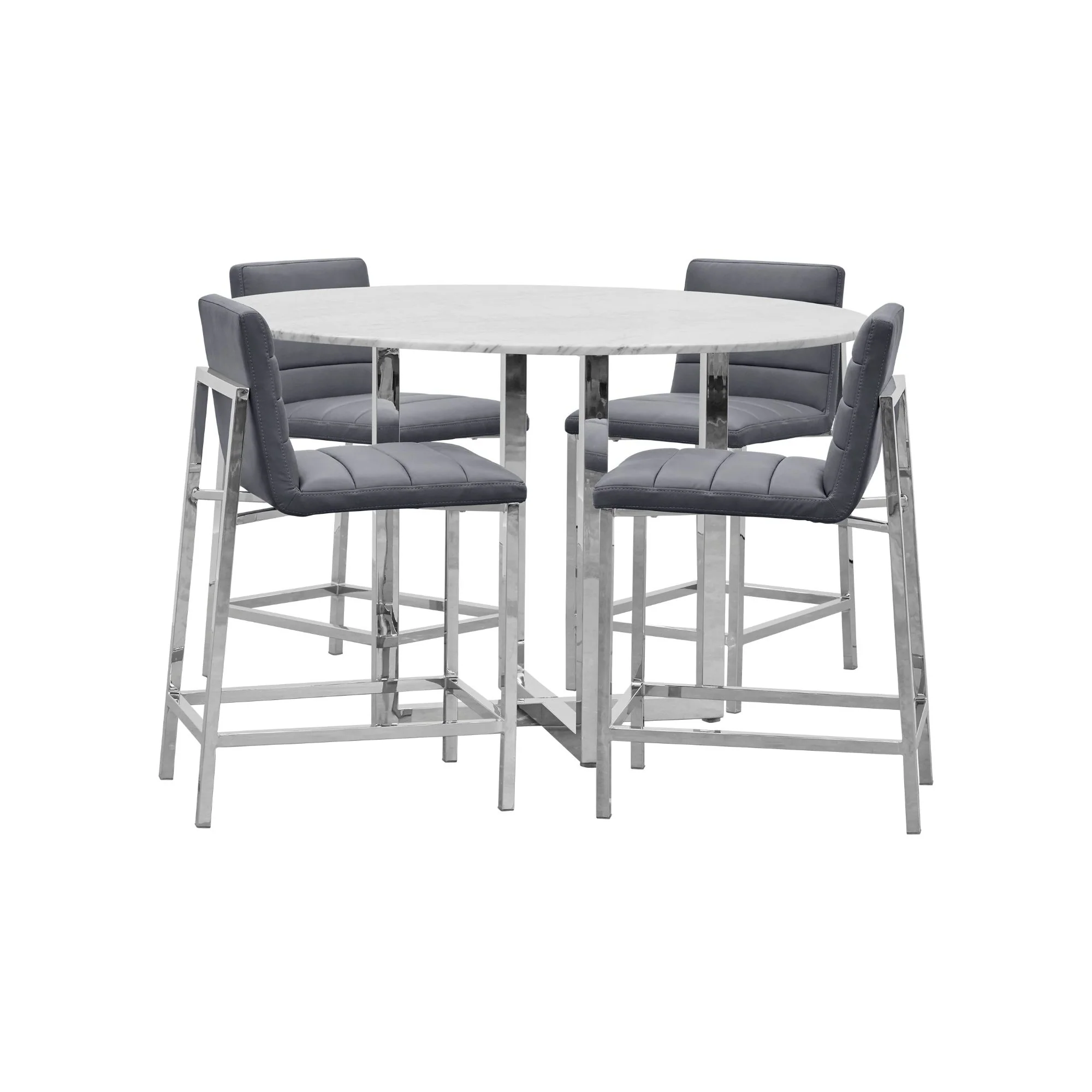 Amalfi Metal Back Counter Stool in Cobalt Leather (Set of 2) - Image 4