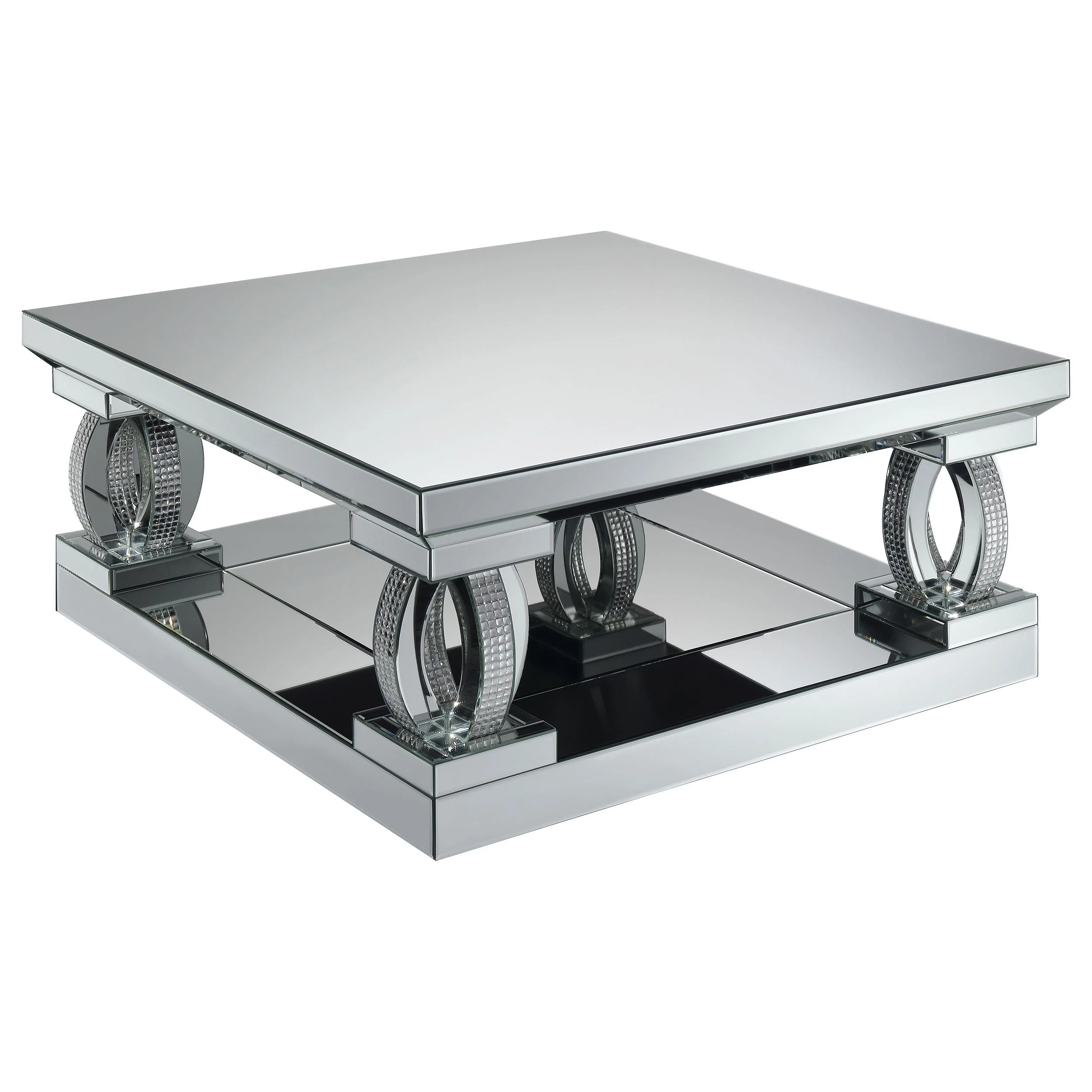 Amalia Silver 2-piece Mirrored Coffee and End Table Set - Image 3