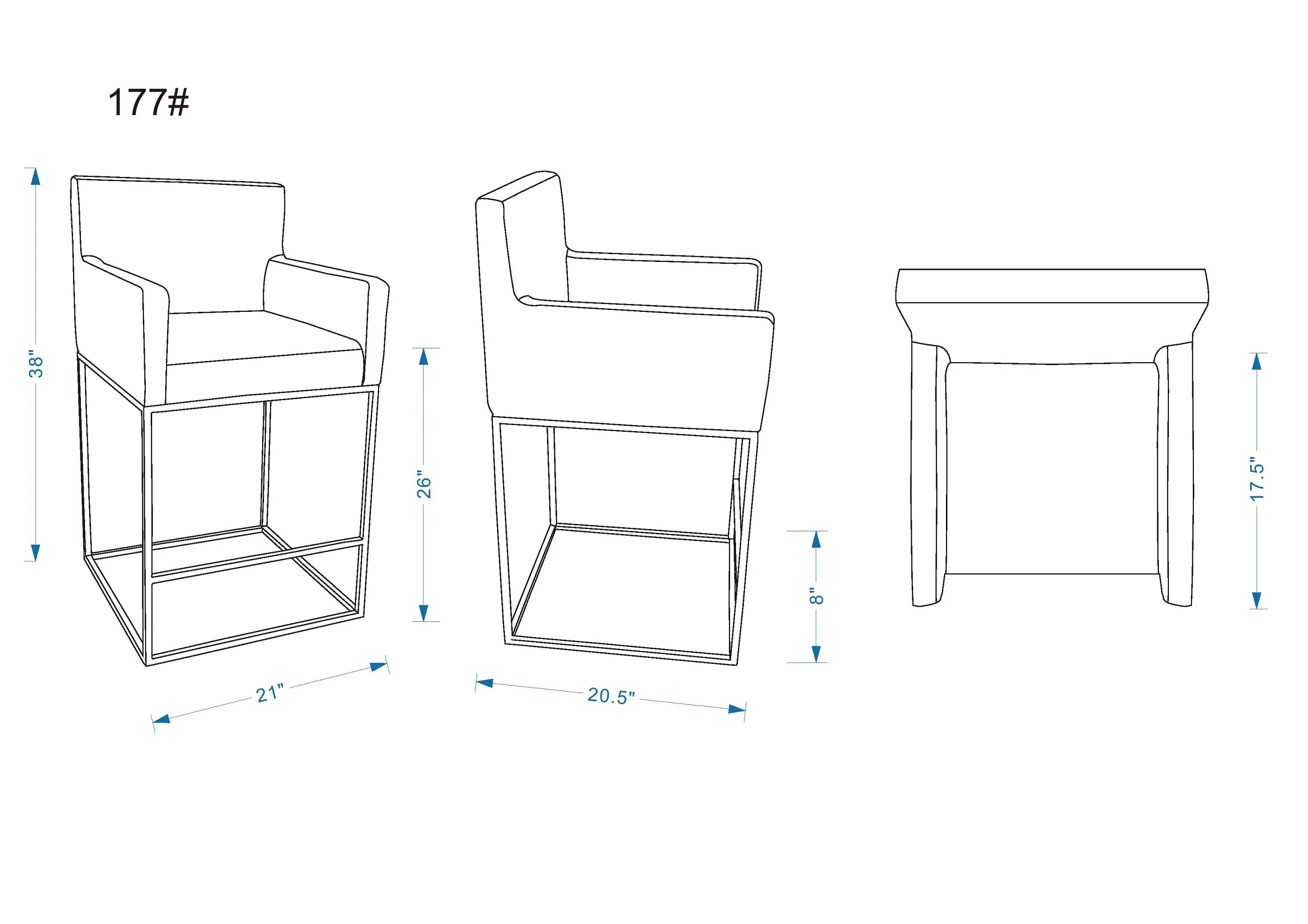 Ambassador Counter Stool in Grey and Black (set of 3) - Image 3
