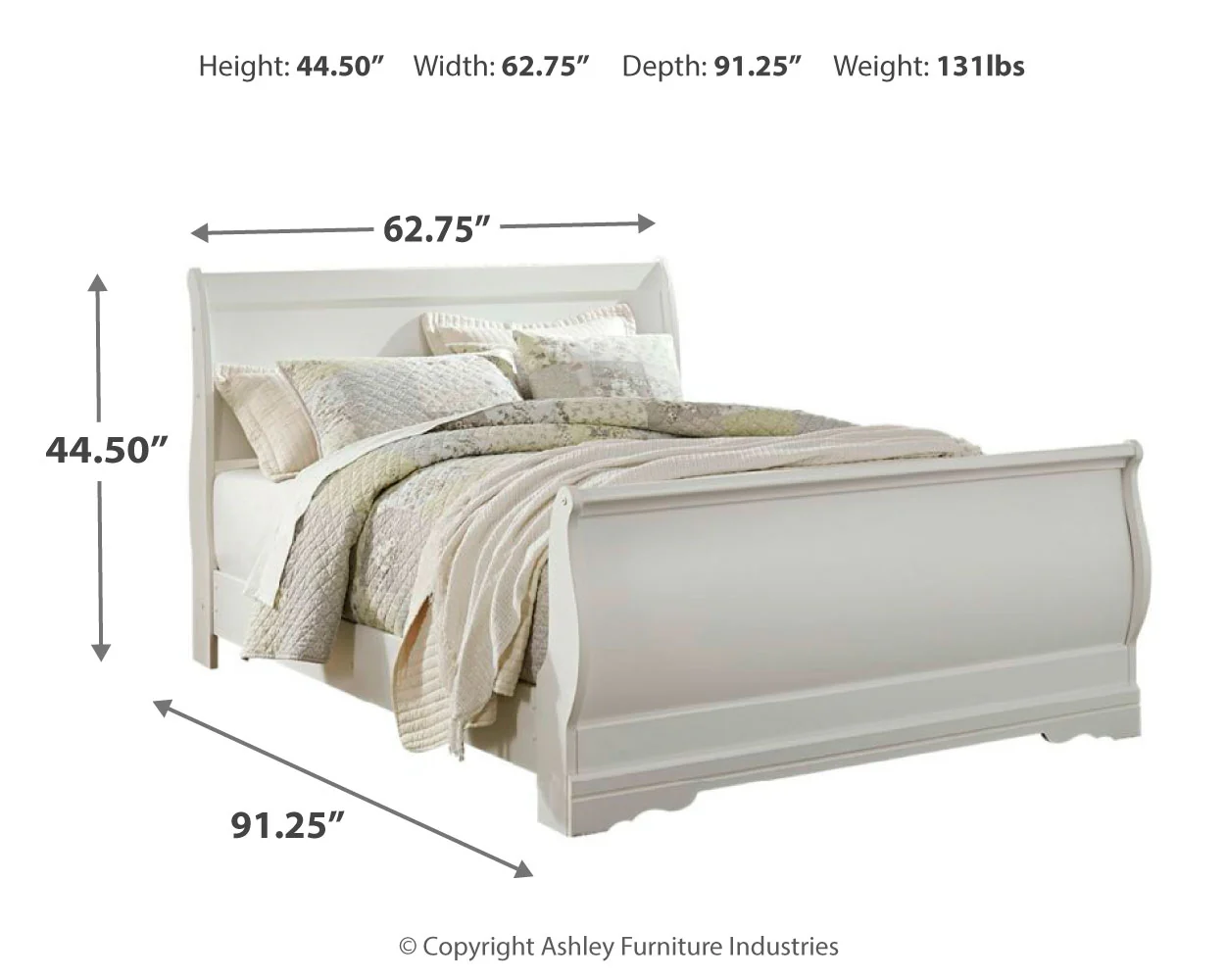 Anarasia White Queen Sleigh Bedroom Set with Dresser - Image 5