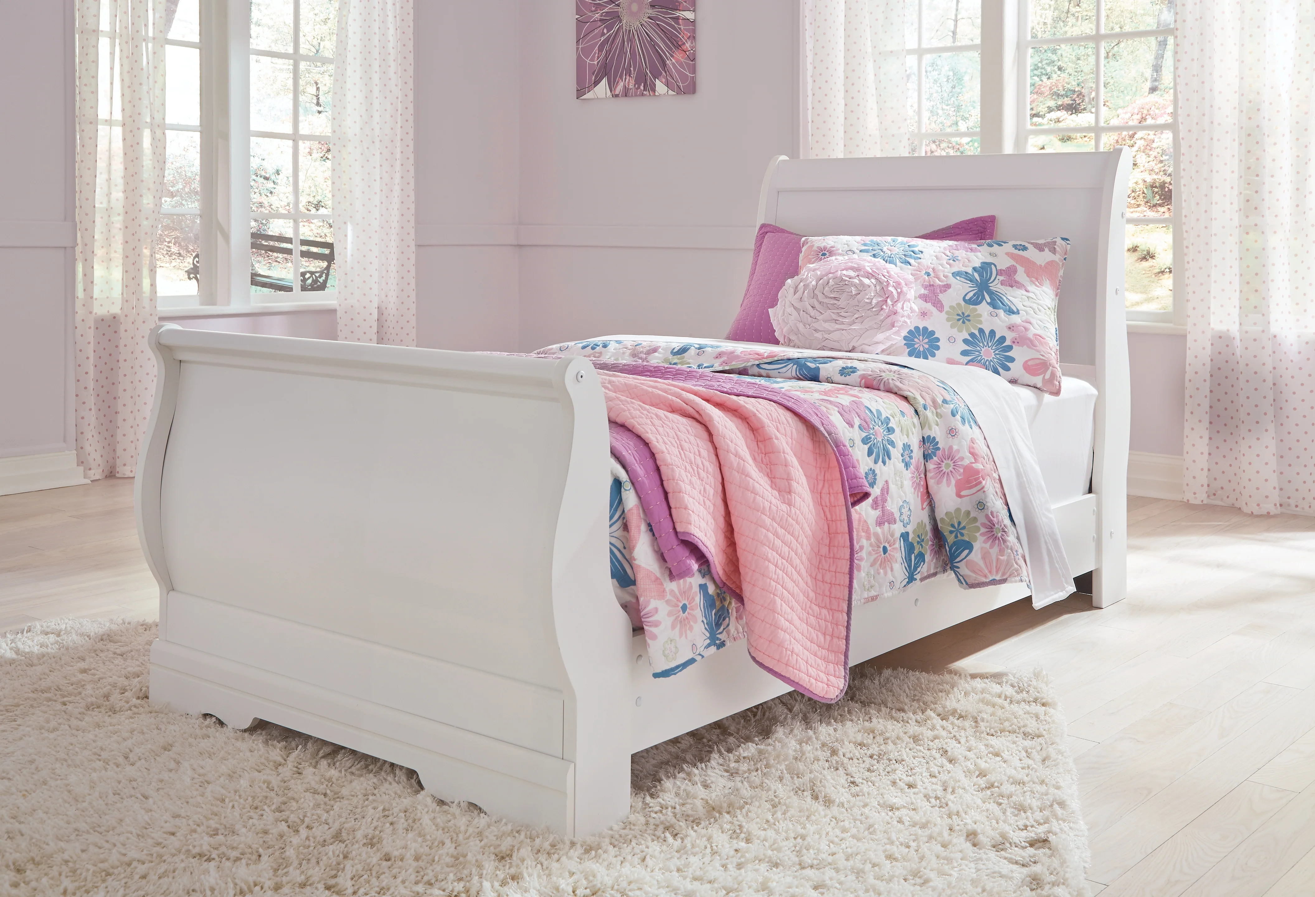 Anarasia White Twin Sleigh Bed, Chest and Nightstand (Online Special Price) - Image 8