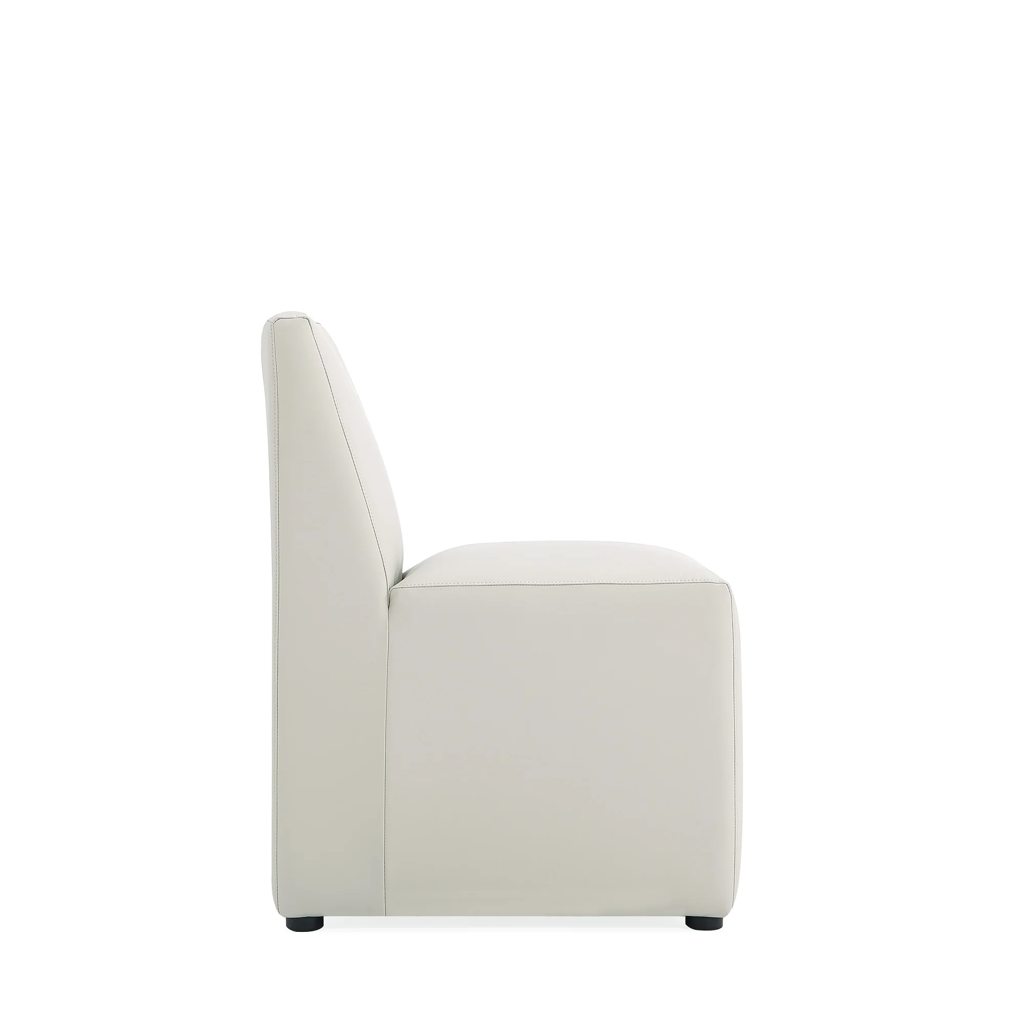 Anna Square Faux Leather Armless Dining Chair in Light Stone Grey (set of 2) - Image 6