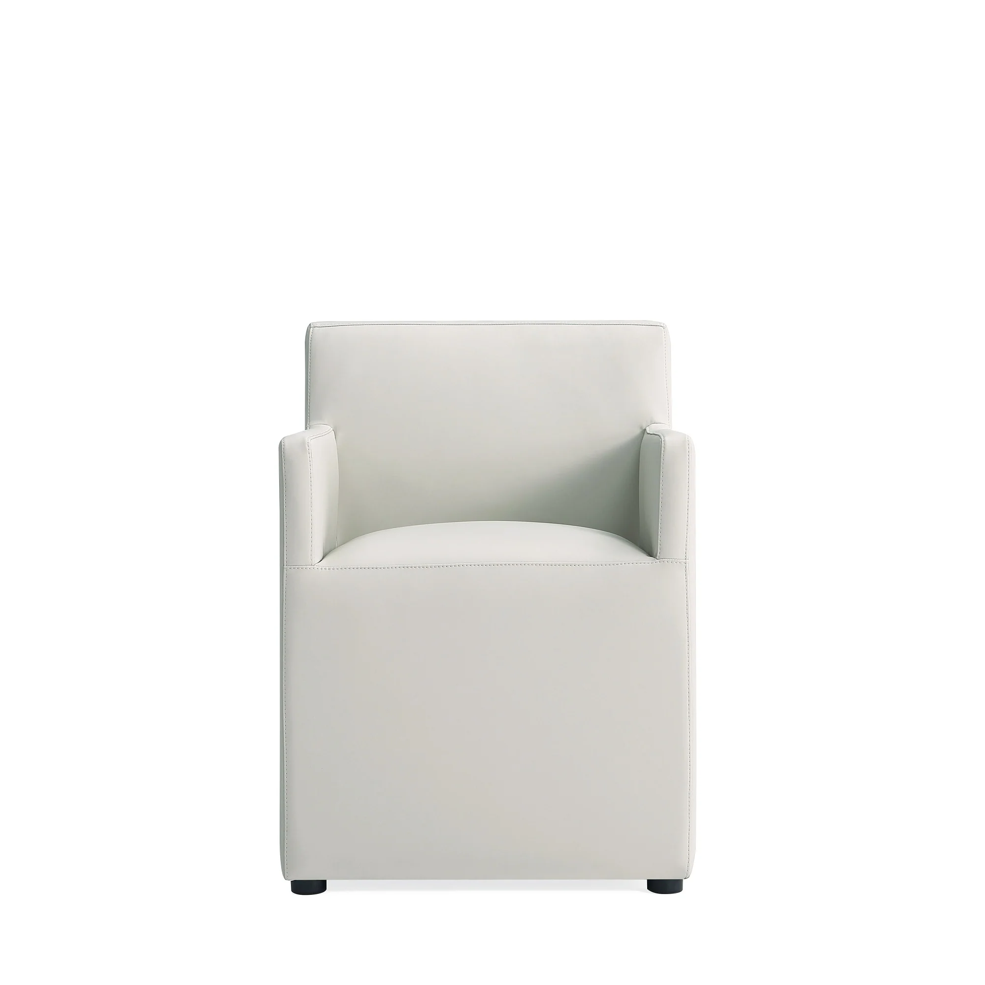 Anna Square Faux Leather Dining Arm Chair in Light Stone Grey (set of 2) - Image 4