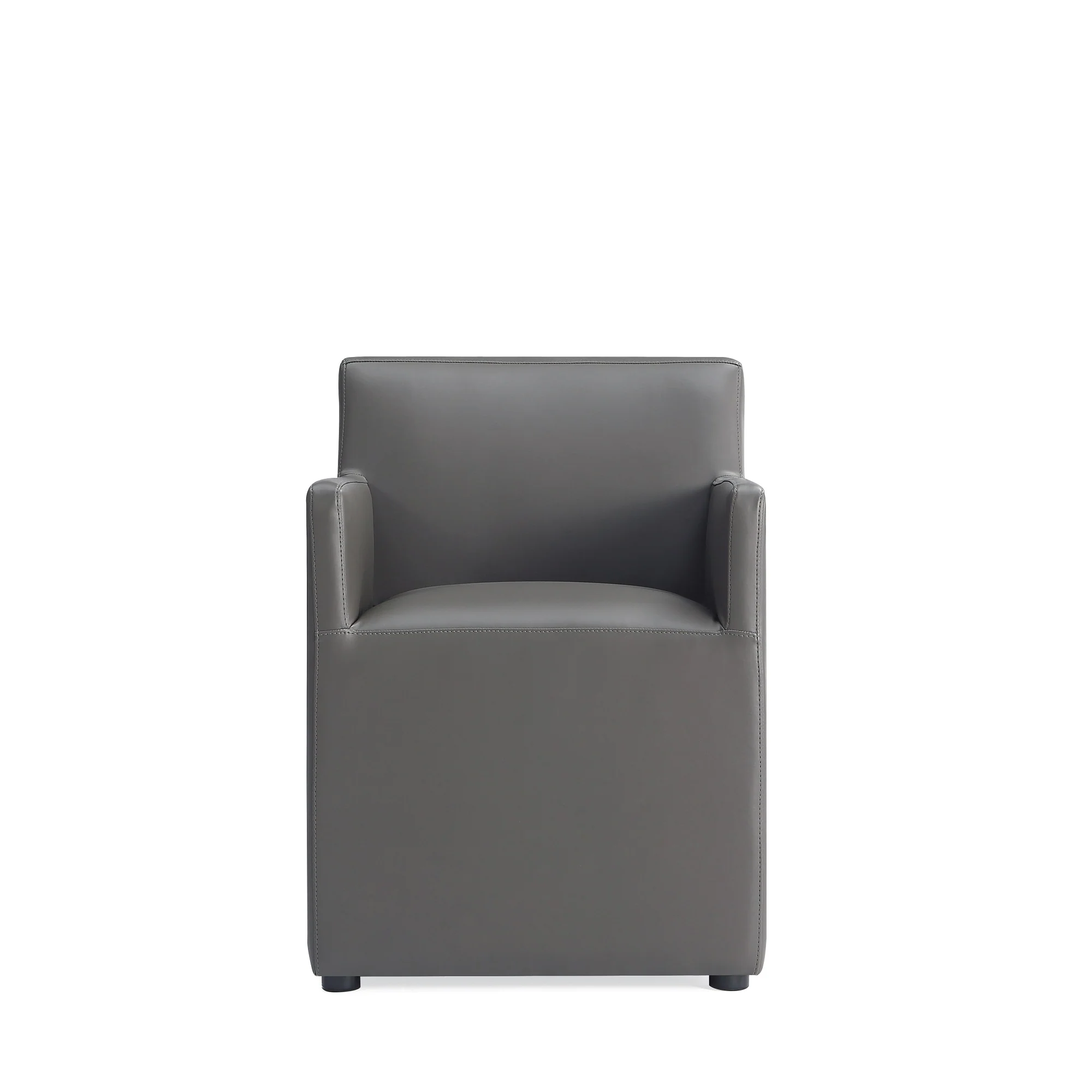 Anna Square Faux Leather Dining Arm Chair in Pewter (set of 2) - Image 4