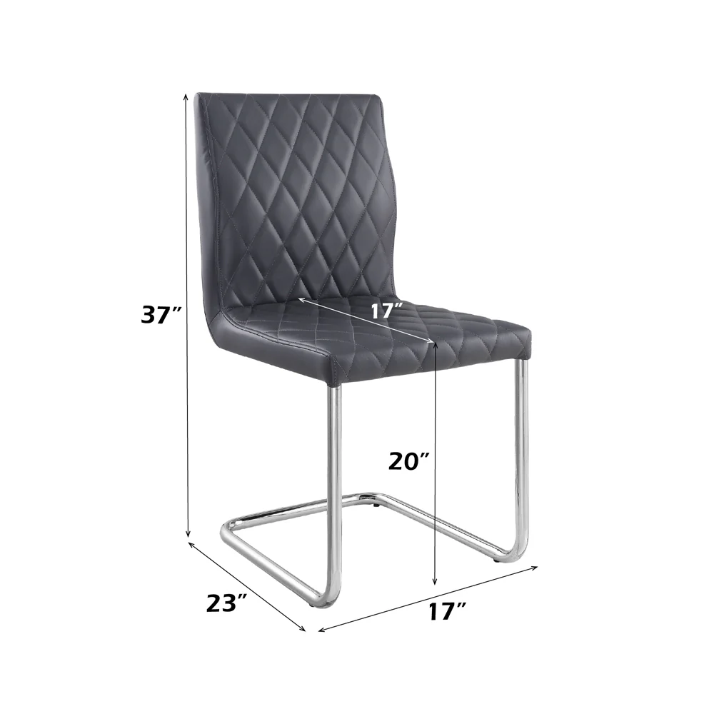 Ansonia Gray & Chrome Side Chair (Set of 2) - Image 4