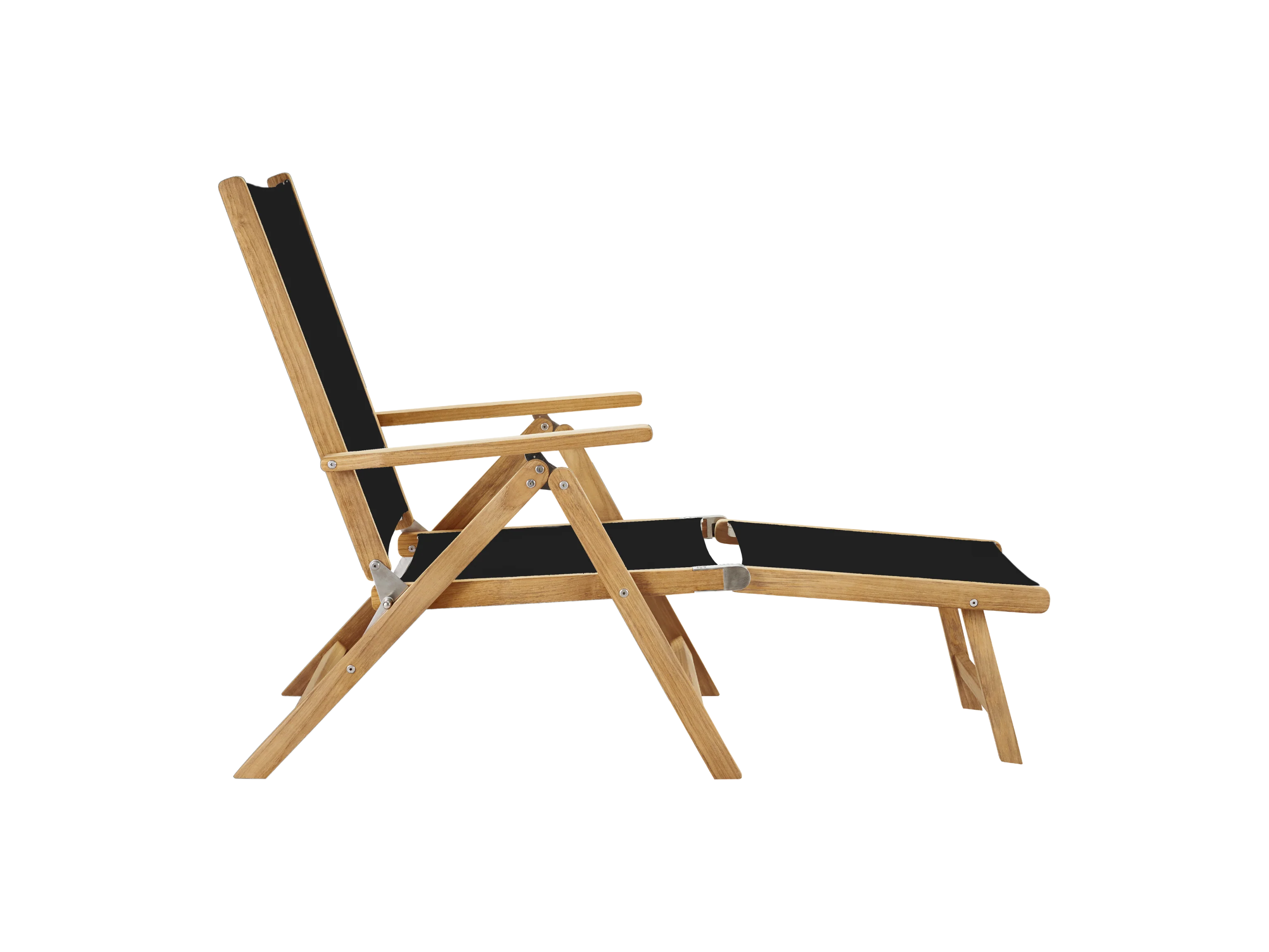 Aquitania Teak Black Outdoor Folding Lounge Deck Chair - Image 3