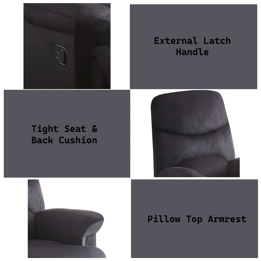 Arcadia Black Woven Fabric Recliner (Motion) - Image 2