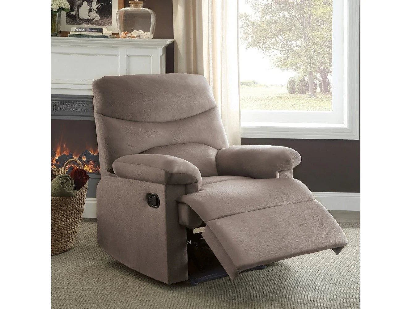 Arcadia Light Brown Woven Fabric Recliner (Motion)