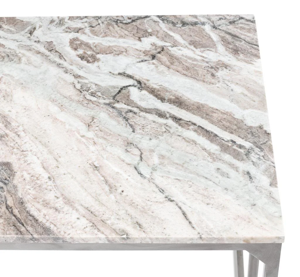Architect’s Studio Silver Open Desk With Shelves Marble Top - Image 8