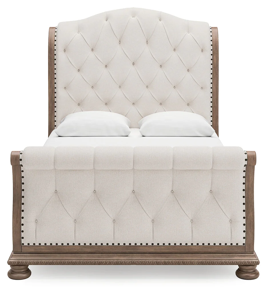 Ardenfield Light Brown Queen Upholstered Sleigh Bed (Online Special Price) - Image 3
