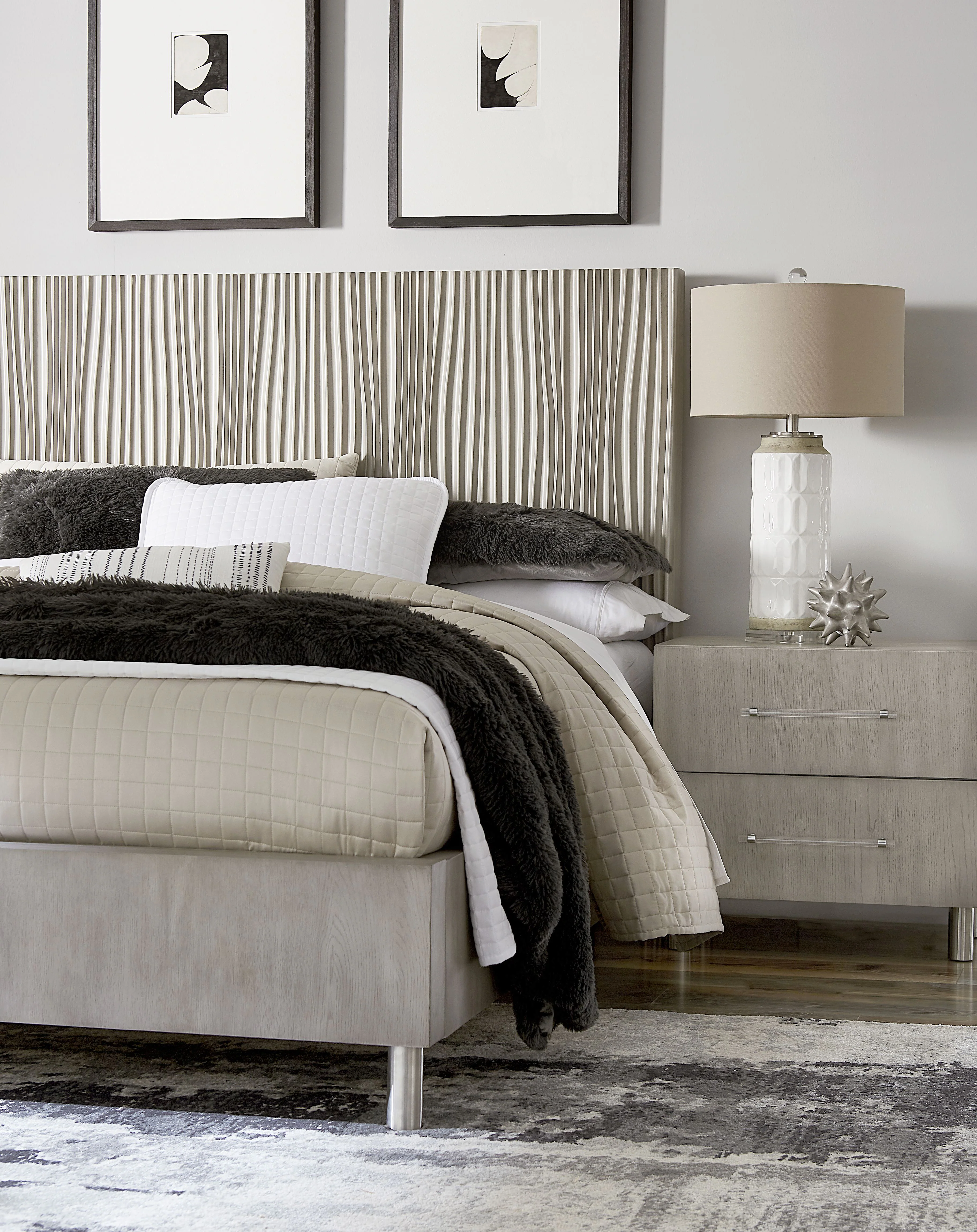 Argento Wave-Patterned Eastern King Bed in Misty Grey - Image 3