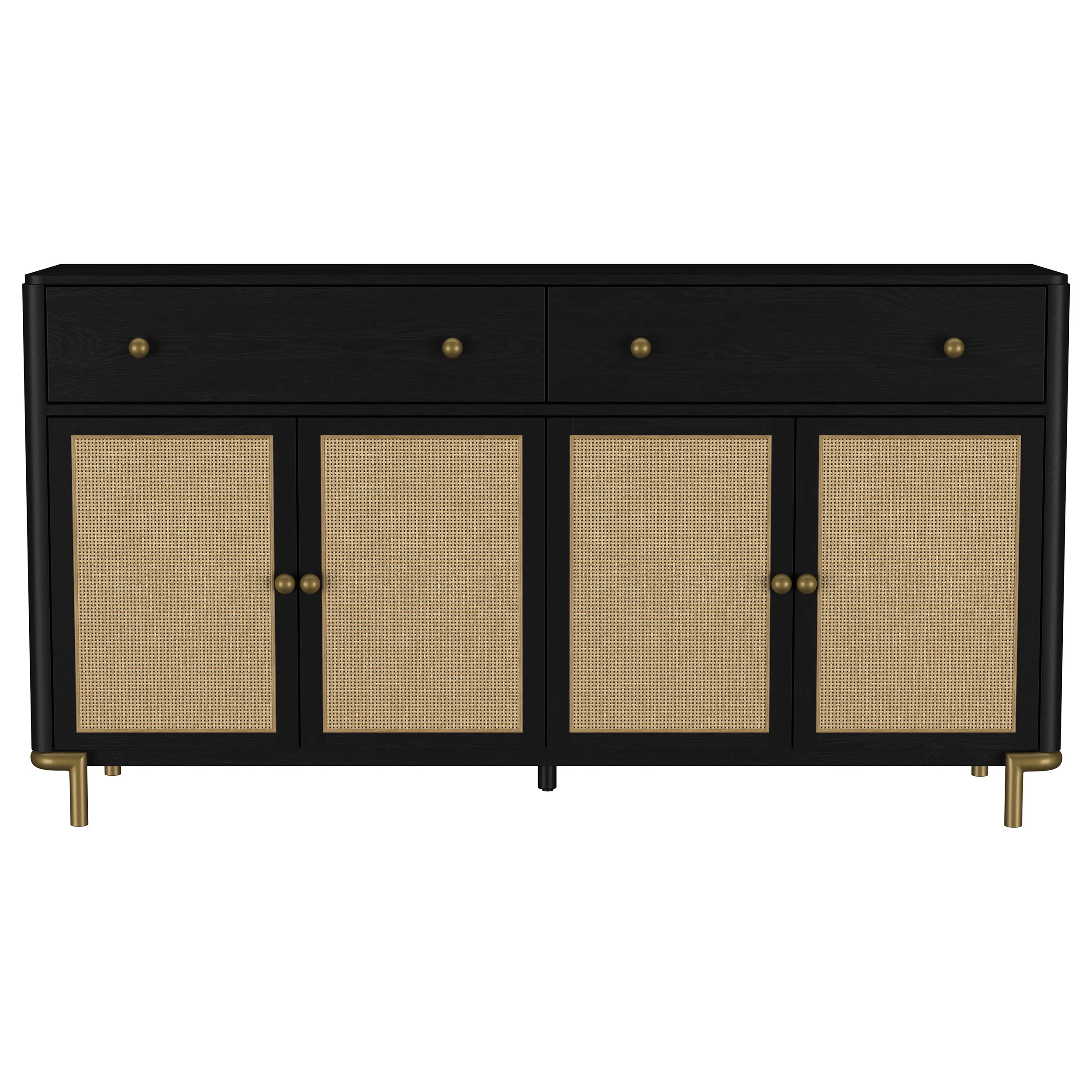 Arini Black 2-drawer Cane Door Dining Sideboard Server - Image 4