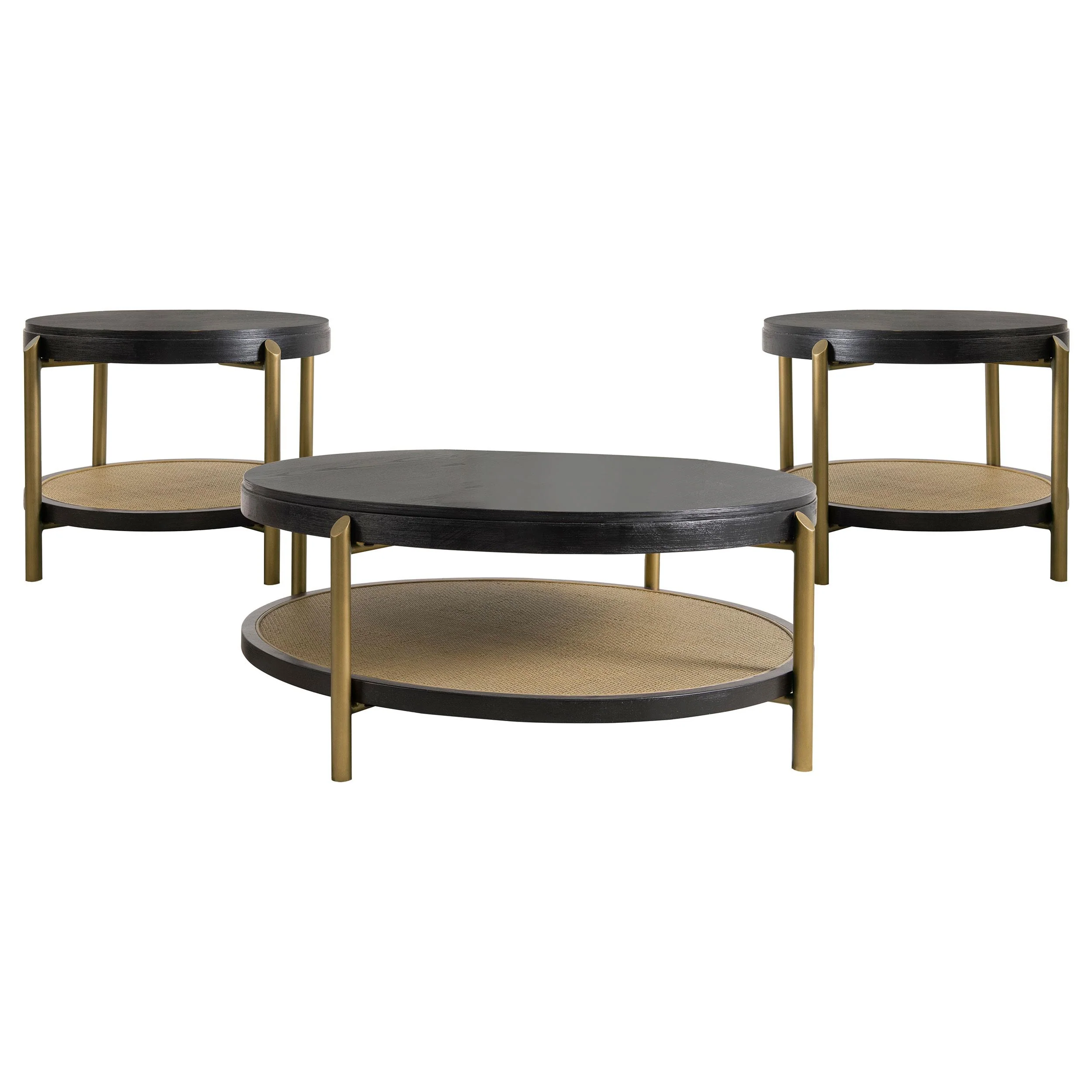 Arini Black 3-piece Round Coffee and End Table Set - Image 2