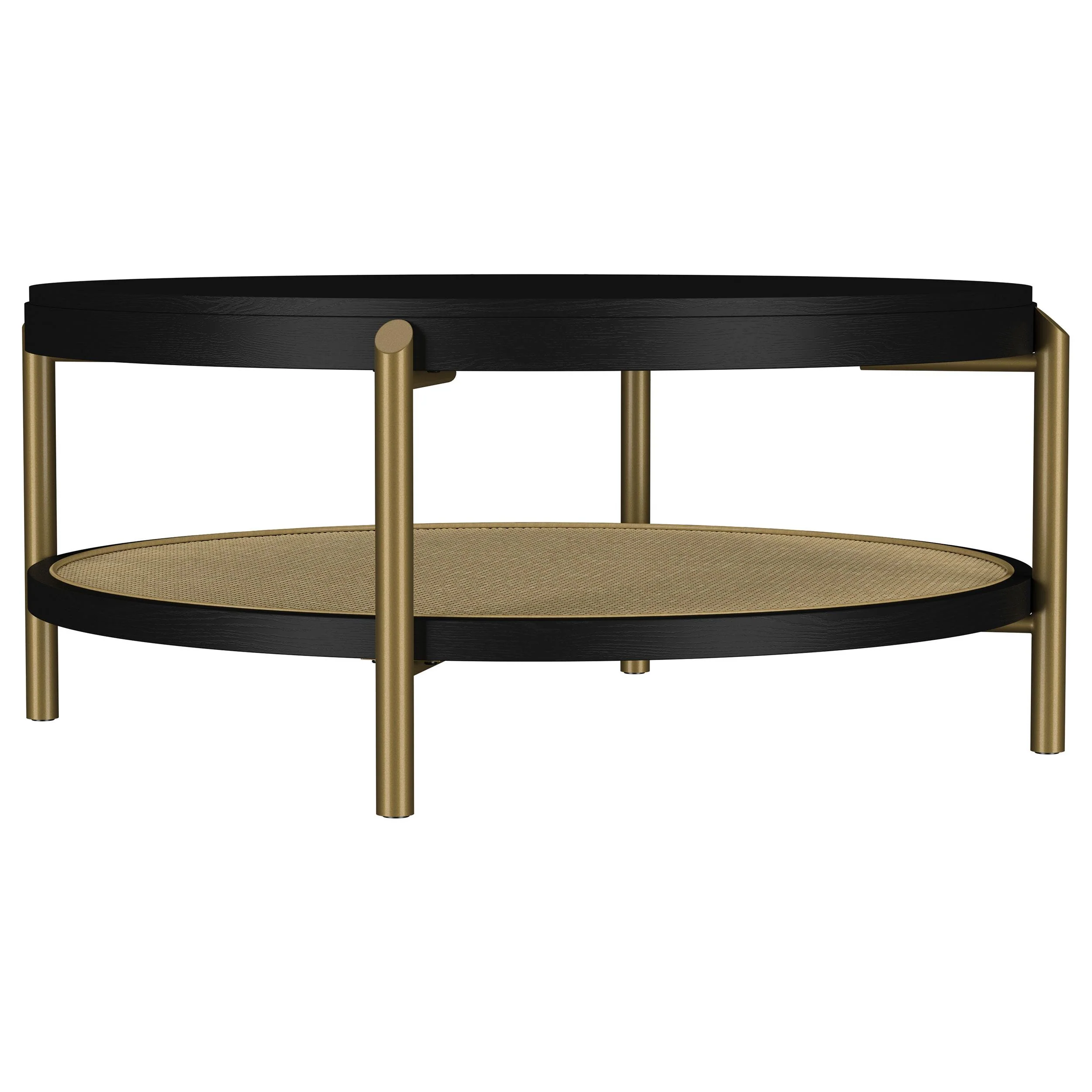 Arini Black Round Coffee Table With Storage Shelf - Image 2