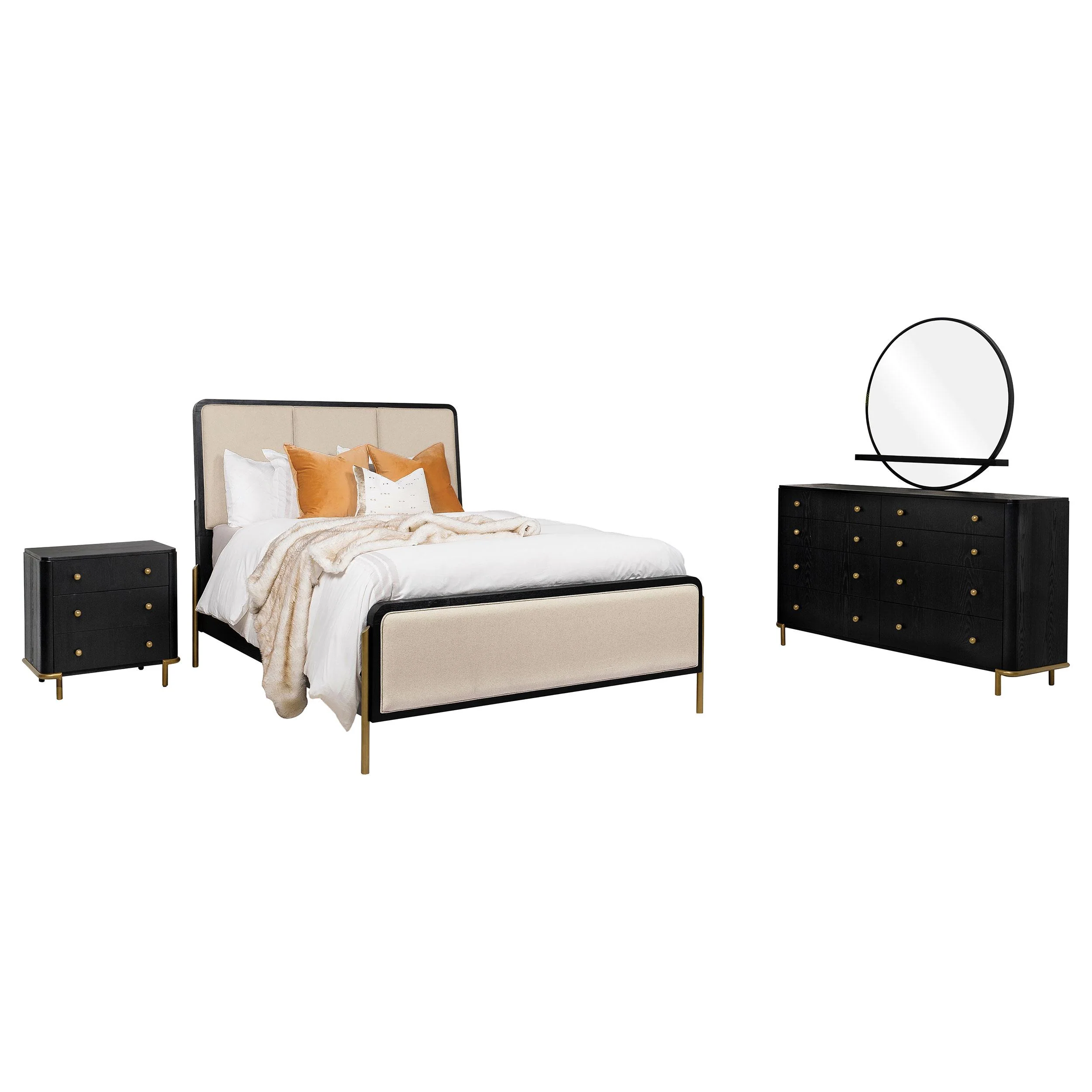 Arini Cream and Black 4-piece Eastern King Bedroom Set - Image 2