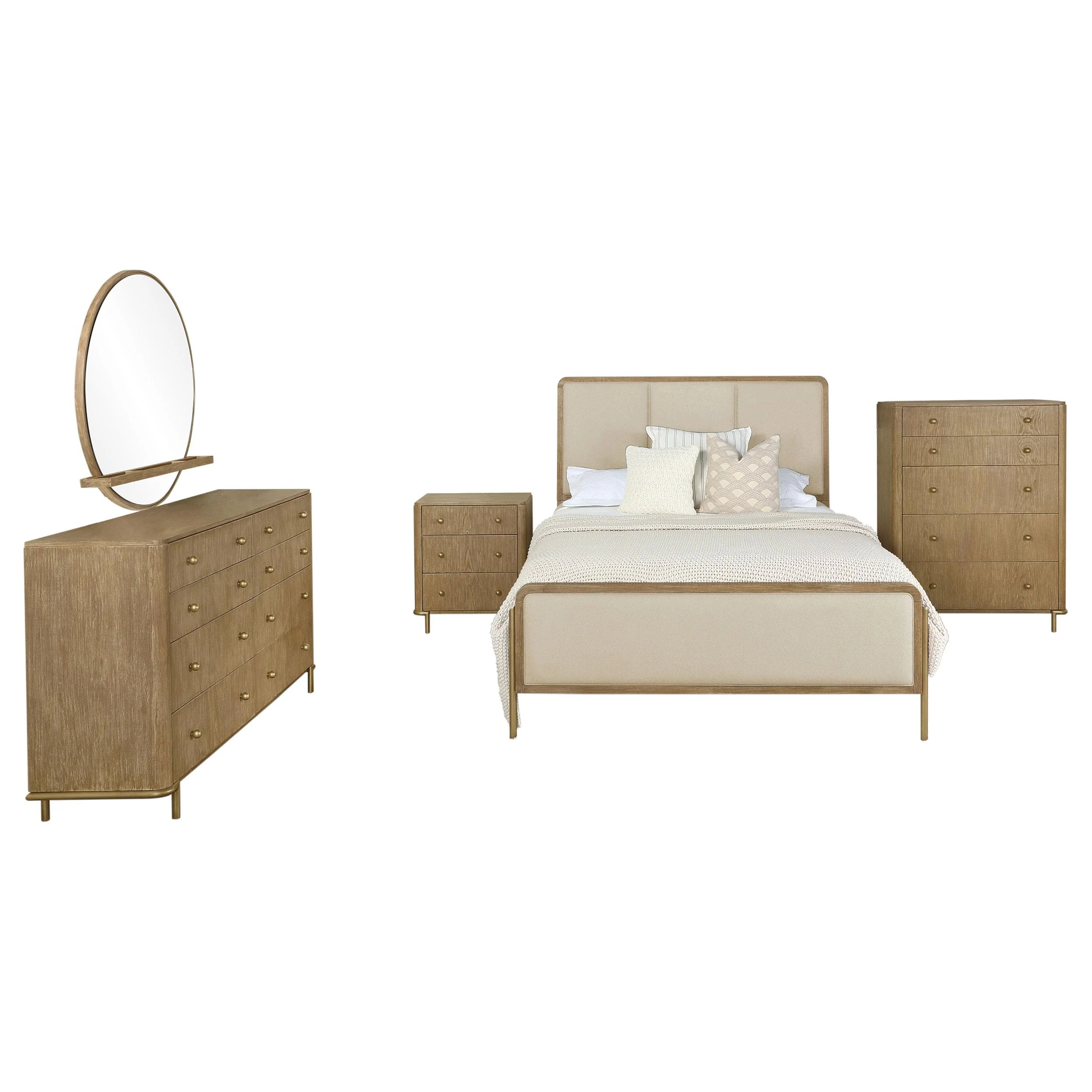 Arini Cream and Sand Wash 5-piece Queen Bedroom Set - Image 2