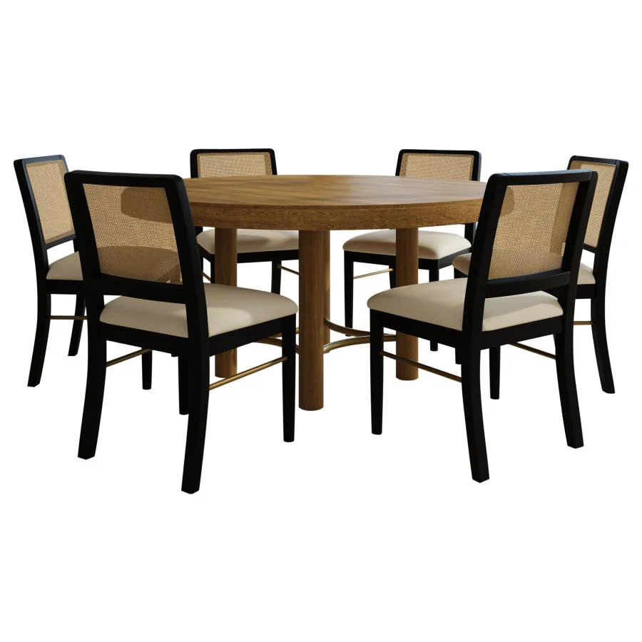 Arini Sand Wash/Black 7-piece Round Dining Table Set - Image 2