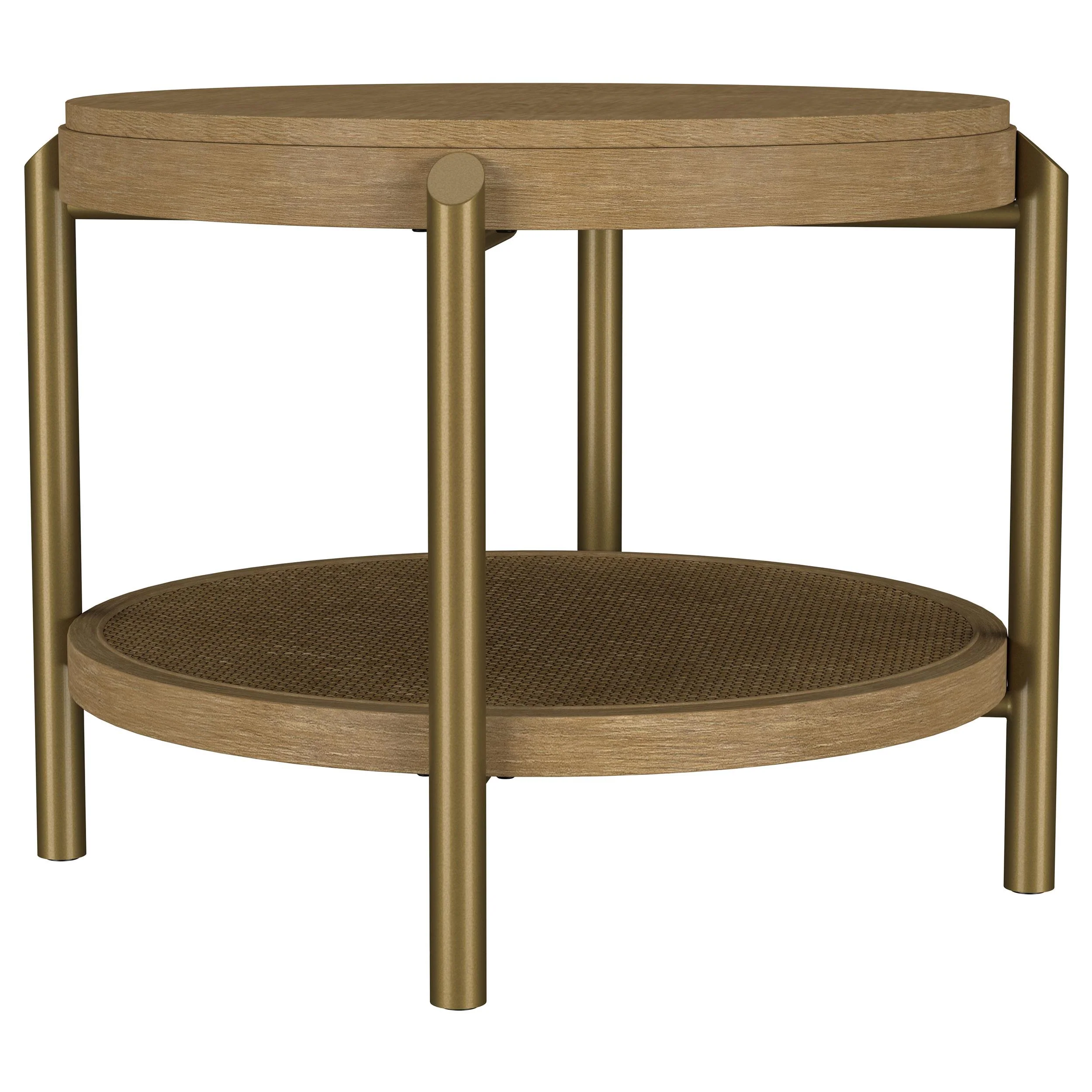 Arini Sand Wash Round End Side Table With Storage Shelf - Image 2