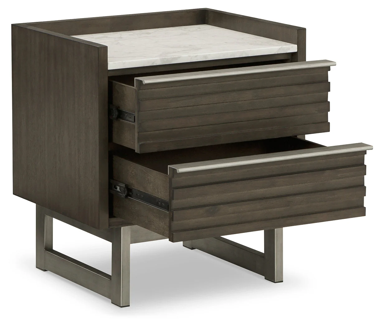 Arkenton Grayish Brown/White Two Drawer Nightstand (Online Special Price) - Image 3