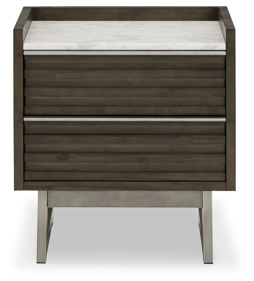 Arkenton Grayish Brown/White Two Drawer Nightstand (Online Special Price) - Image 4
