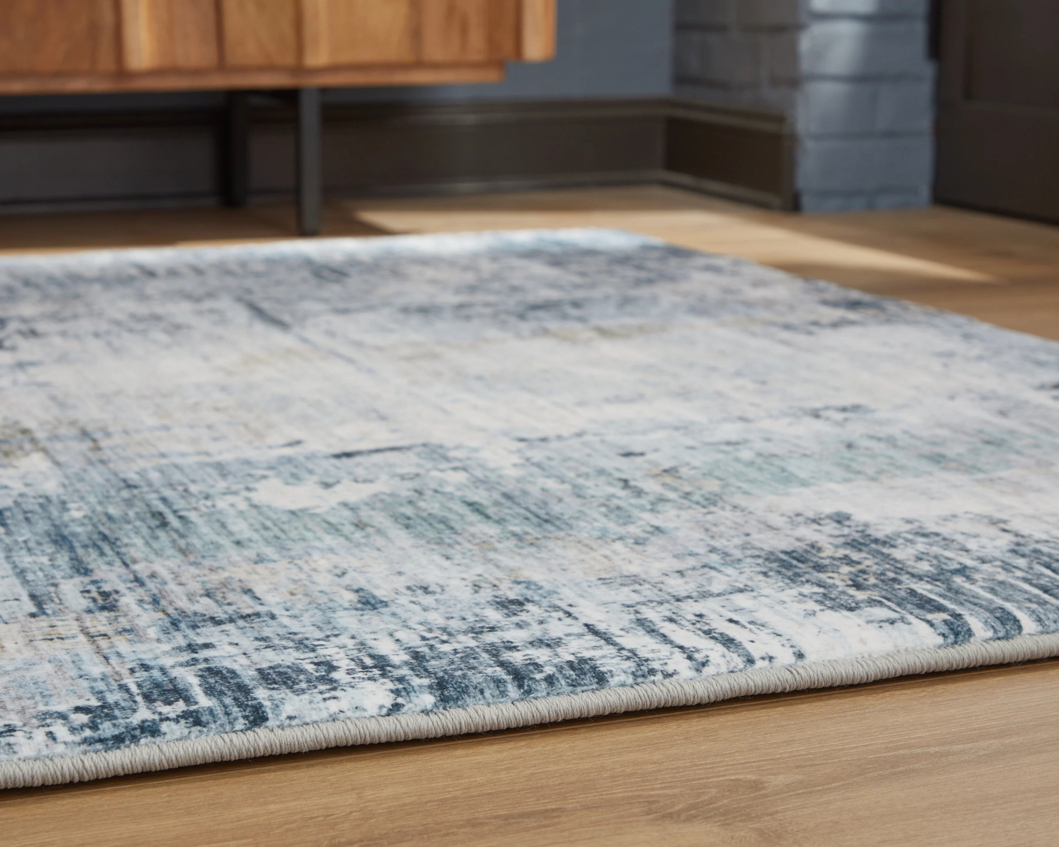 Arlenmont Blue/White/Brown Memory Foam Medium Rug - Image 3