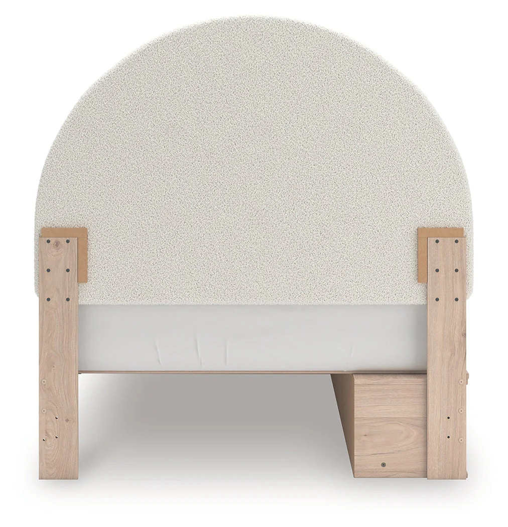 Arloster Tan/White Full Upholstered Panel Bed with Storage (Online Special Price) - Image 6