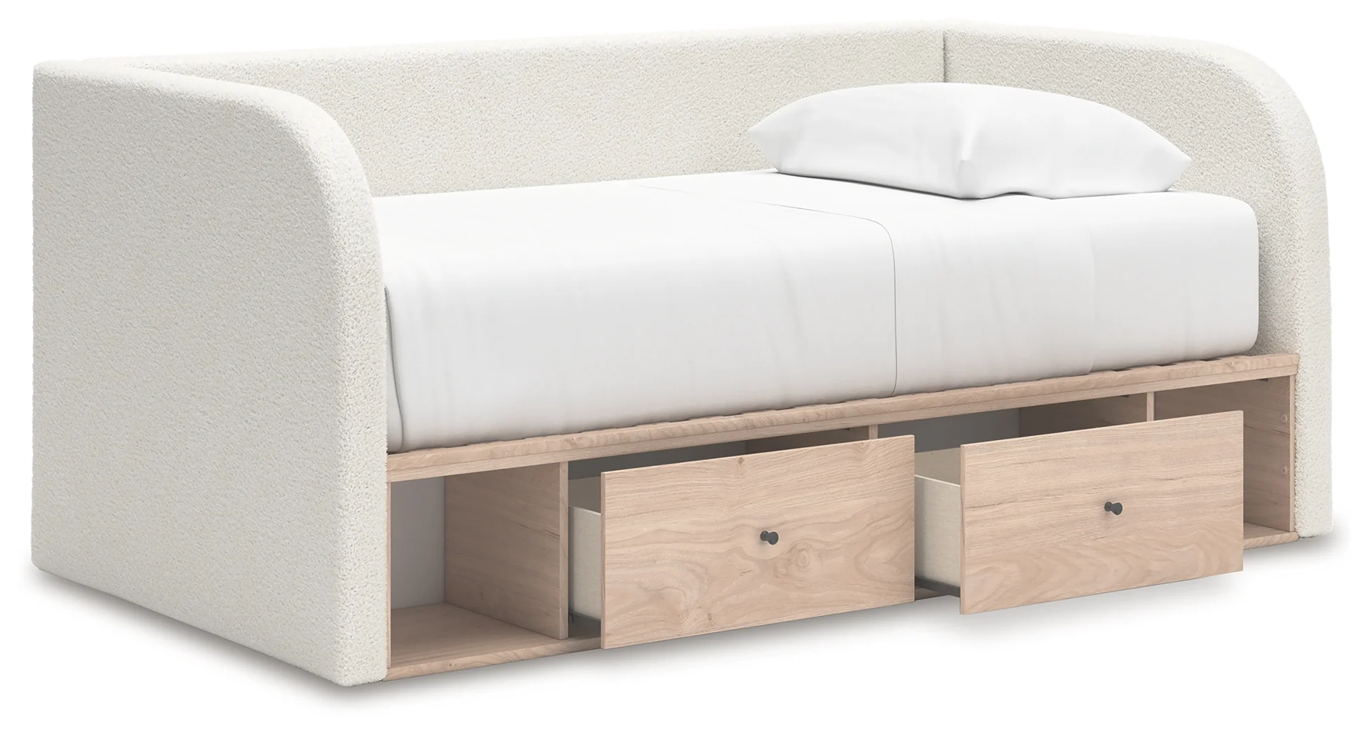 Arloster Tan/White Twin Upholstered Day Bed with Storage - Image 5