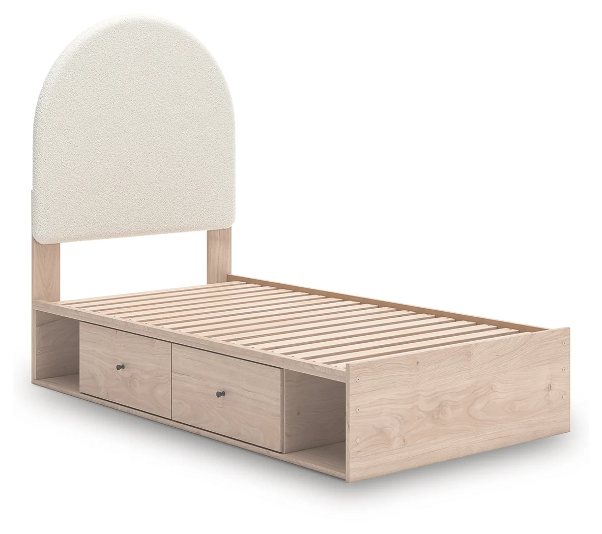 Arloster Tan/White Twin Upholstered Panel Bed with 2 Drawers Storage - Image 4