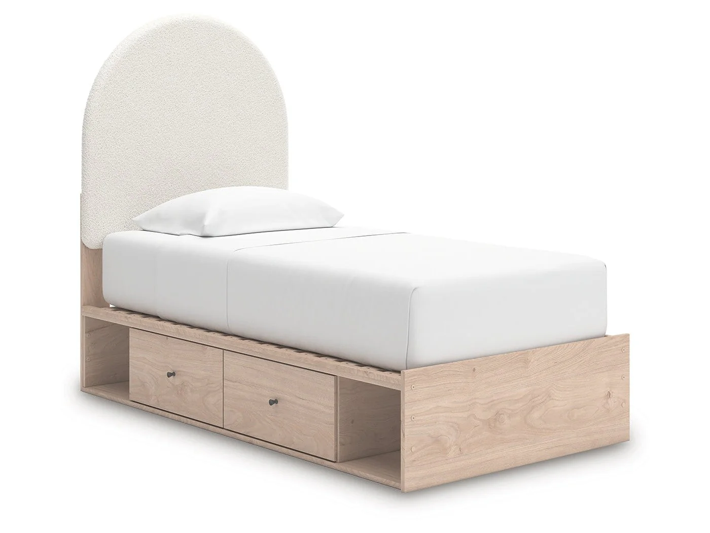 Arloster Tan/White Twin Upholstered Panel Bed with 2 Drawers Storage (Online Special Price) - Image 2