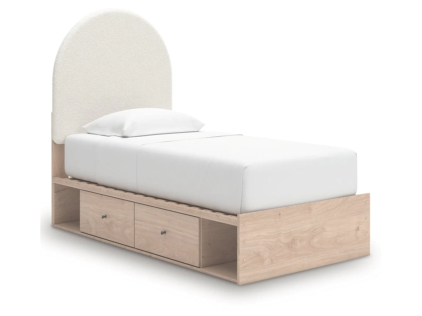 Arloster Tan/White Twin Upholstered Panel Bed with 4 Drawers Storage - Image 2