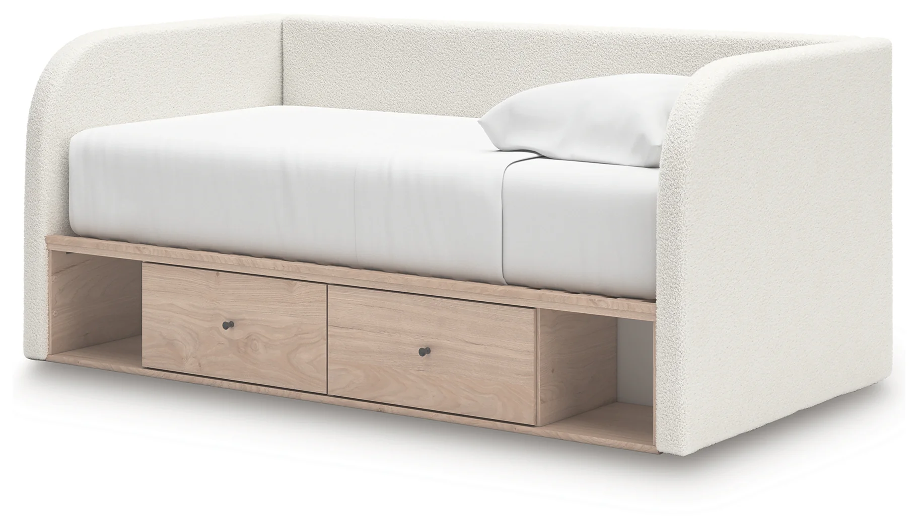 Arloster White/Tan Twin Upholstered Day Bed, Dresser and Mirror - Image 7