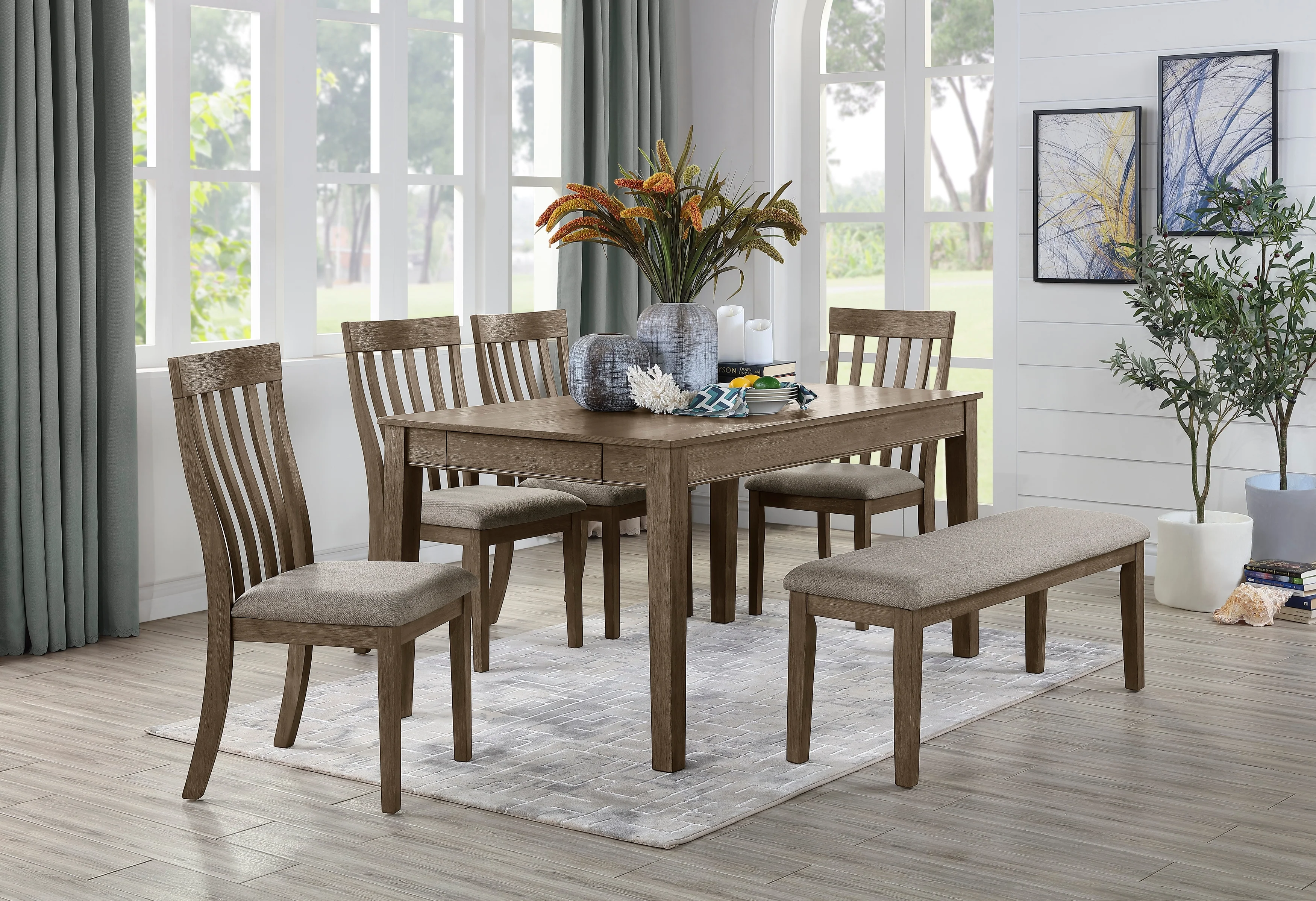 Armhurst Gray/Wire Brushed Brown Bench - Image 4