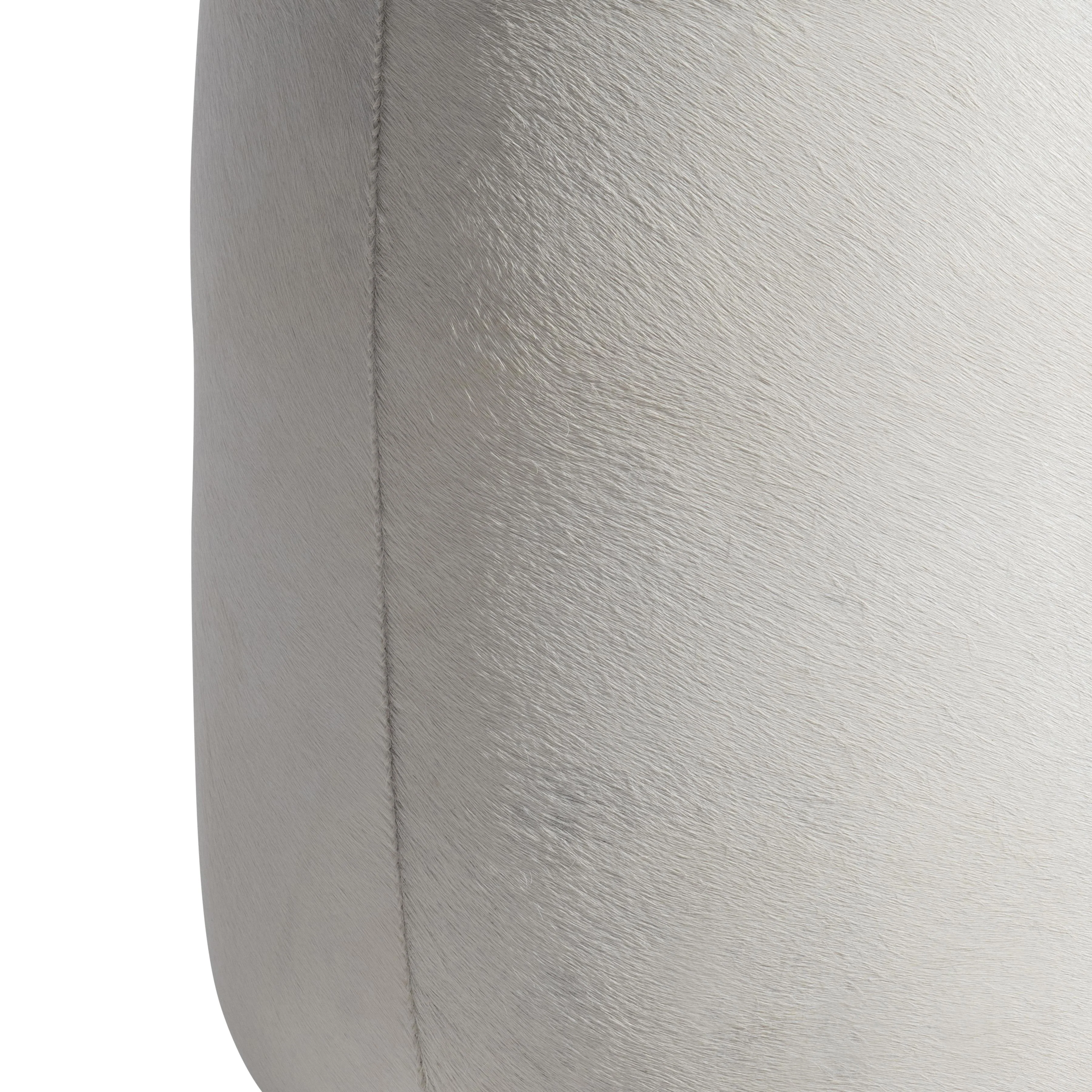 Ash White/Cream Leather Ottoman - Image 4
