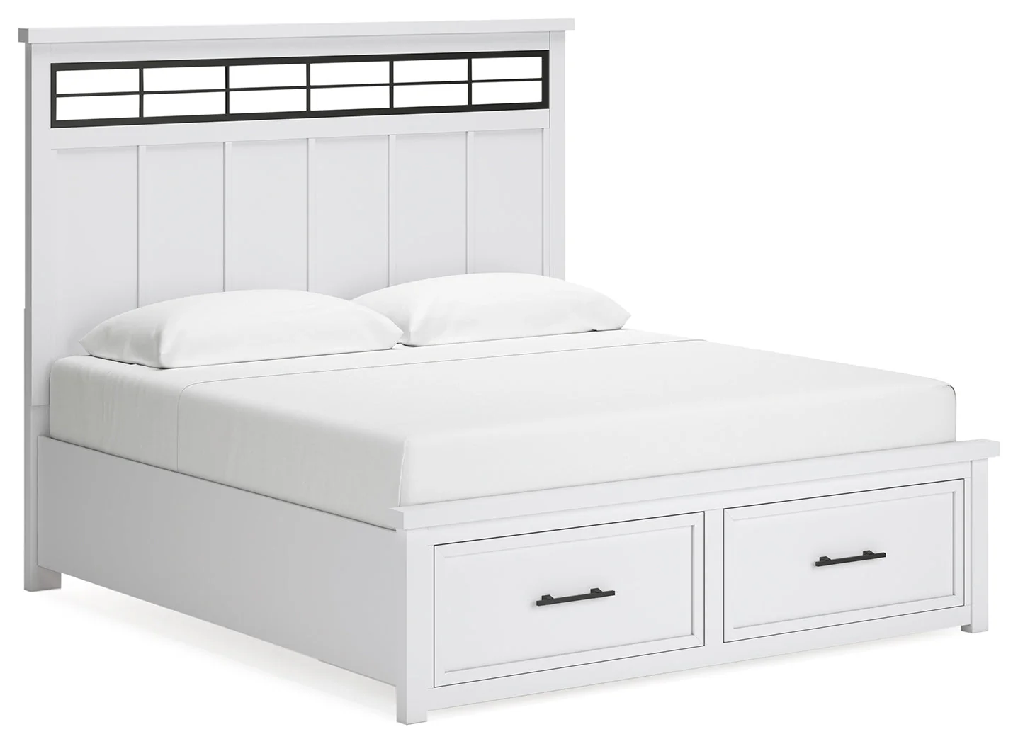 Ashbryn White/Natural King Panel Bedroom Set with Dresser, Mirror and 2 Nightstands (Online Special Price) - Image 10