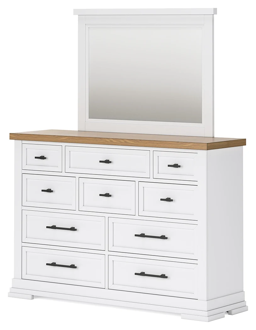 Ashbryn White/Natural King Panel Storage Bedroom Set with Dresser, Mirror and Nightstand - Image 8