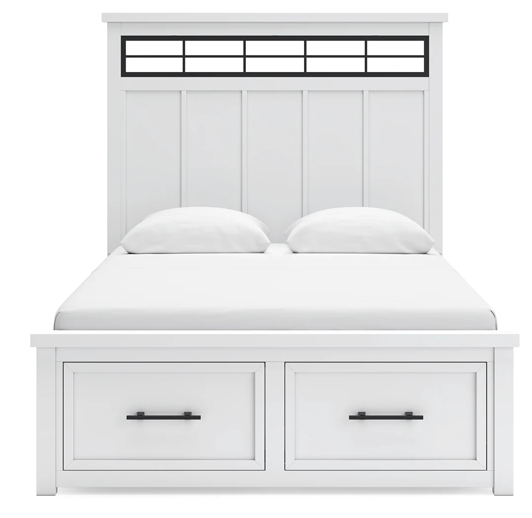 Ashbryn White/Natural Queen Panel Storage Bedroom Set with Dresser, Mirror and 2 Nightstands - Image 9