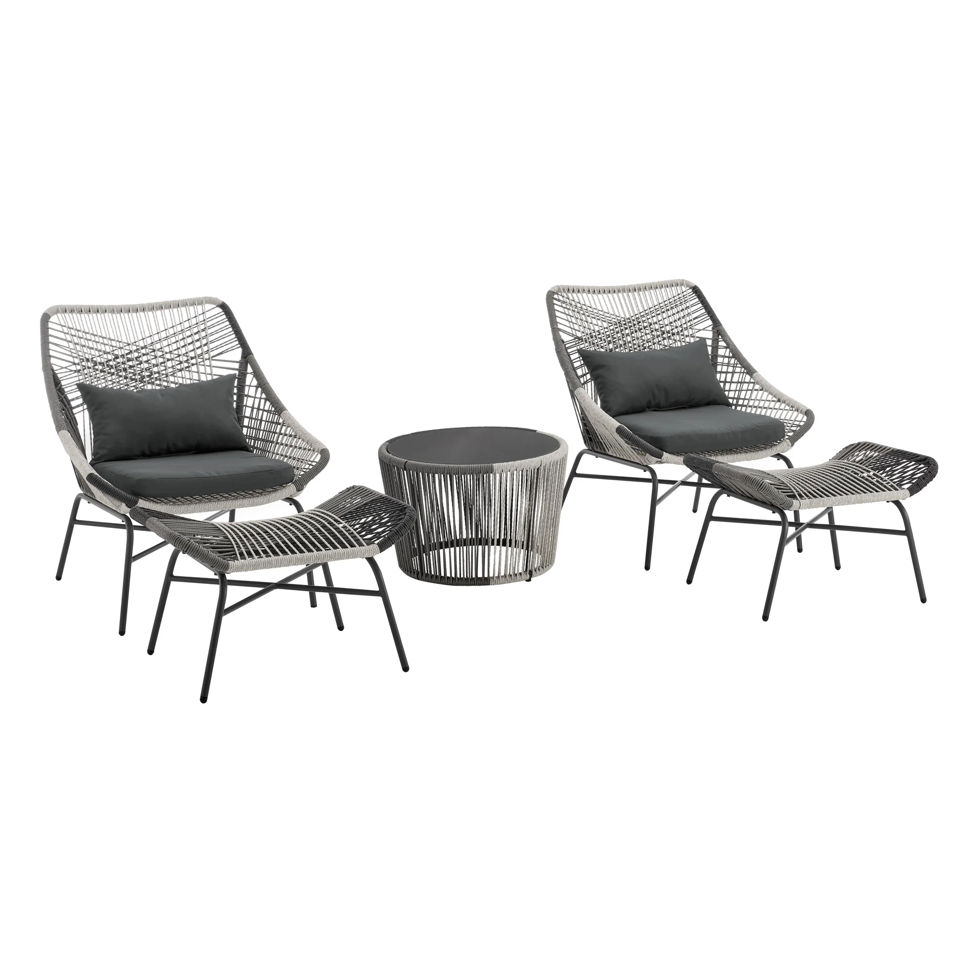 Ashland 3-Piece Patio Conversation Set with Foot Ottomans in Grey - Image 8