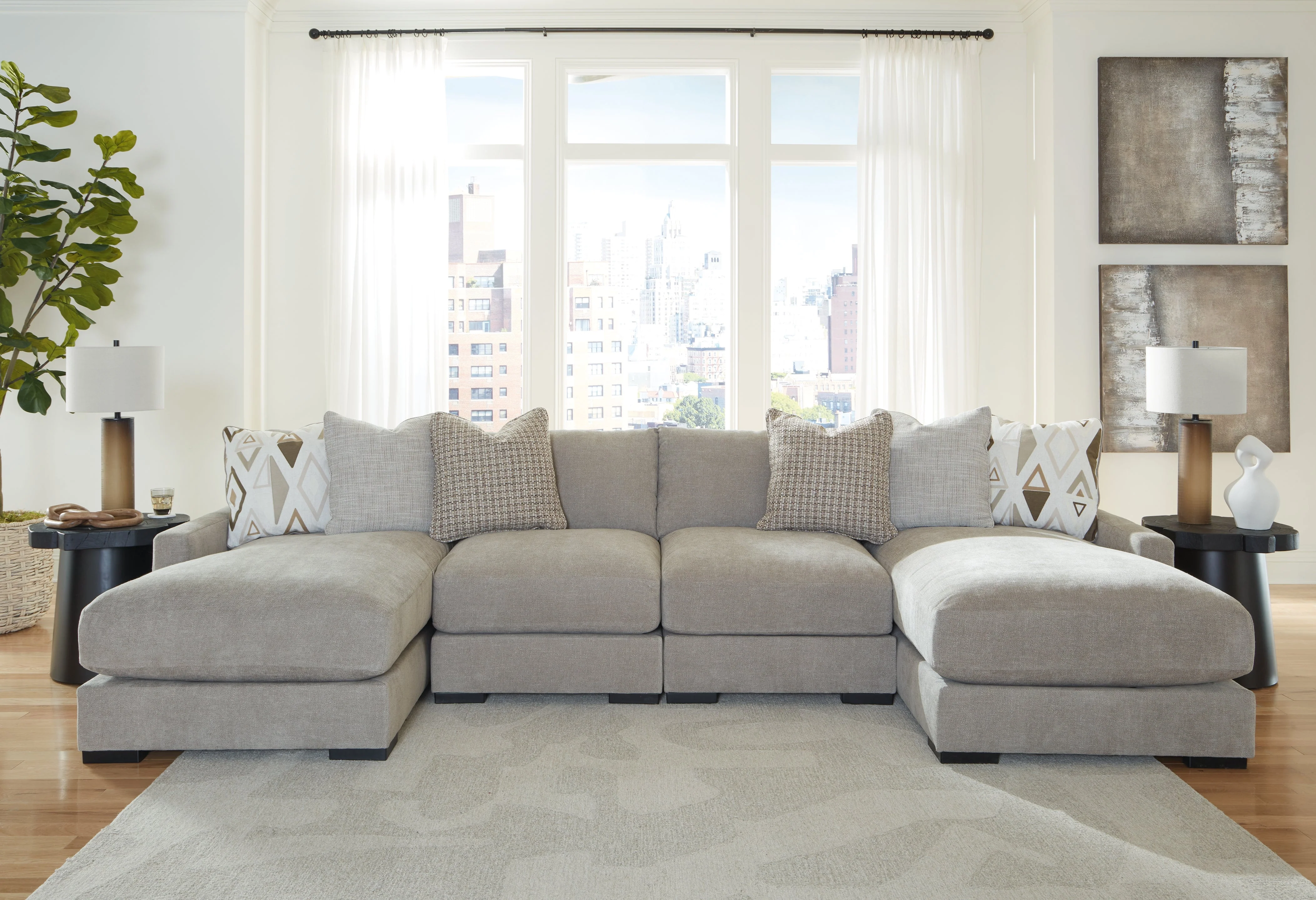 Aslan Court Pebble 4-Piece Sofa Pit Sectional (Online Special Price) - Image 4