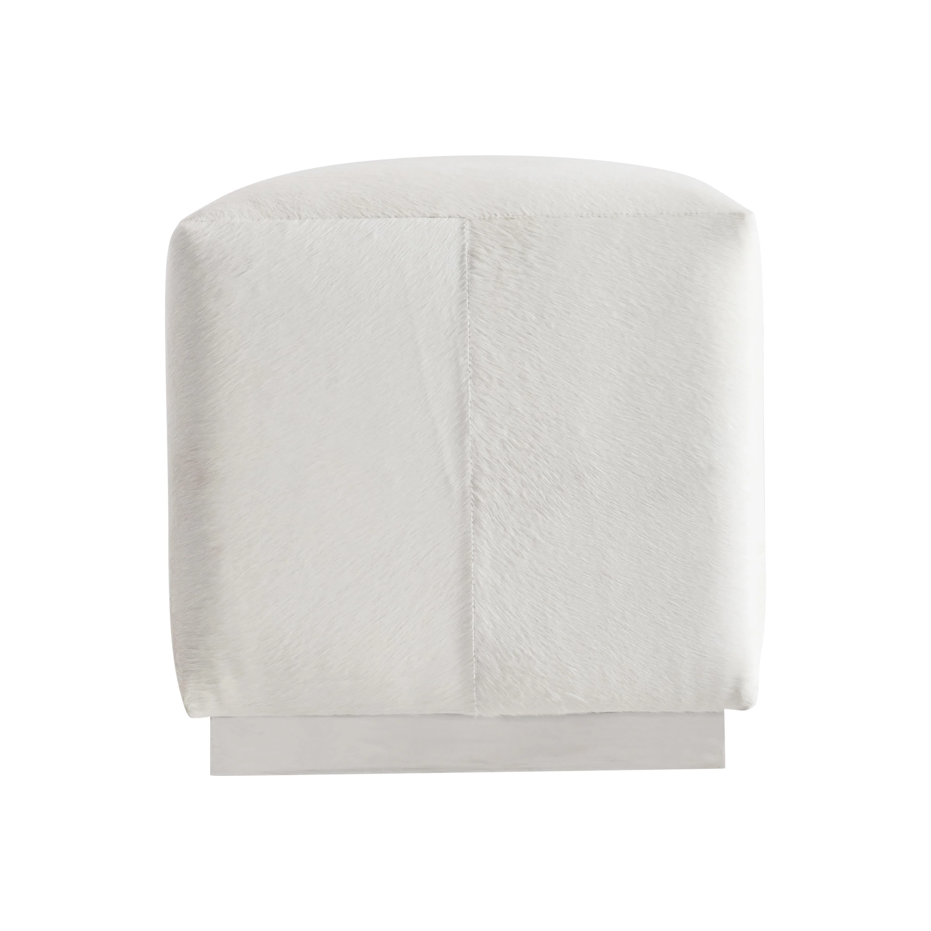 Aspen White/Cream Leather Ottoman - Image 3