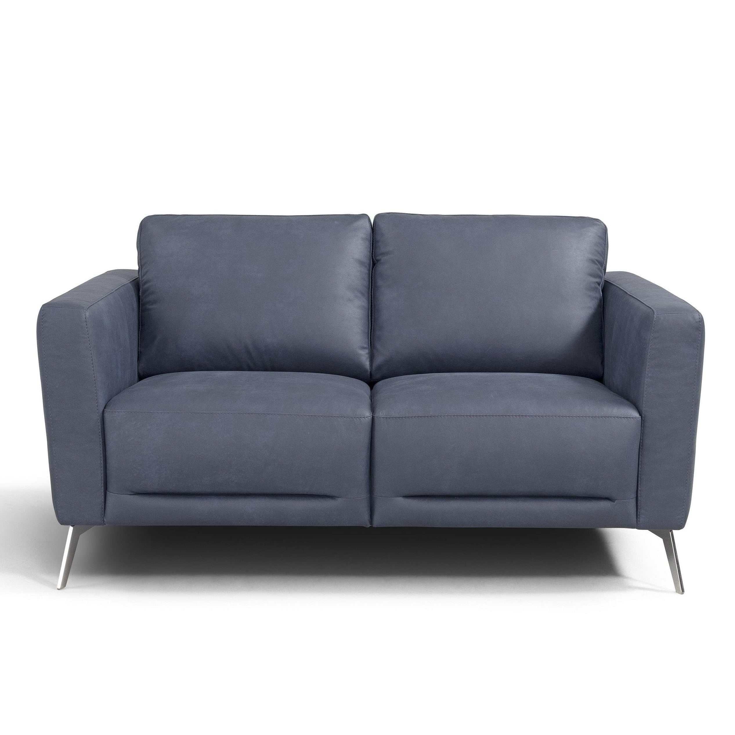 Astonic Blue Leather Living Room Set / 3pc - Image 2