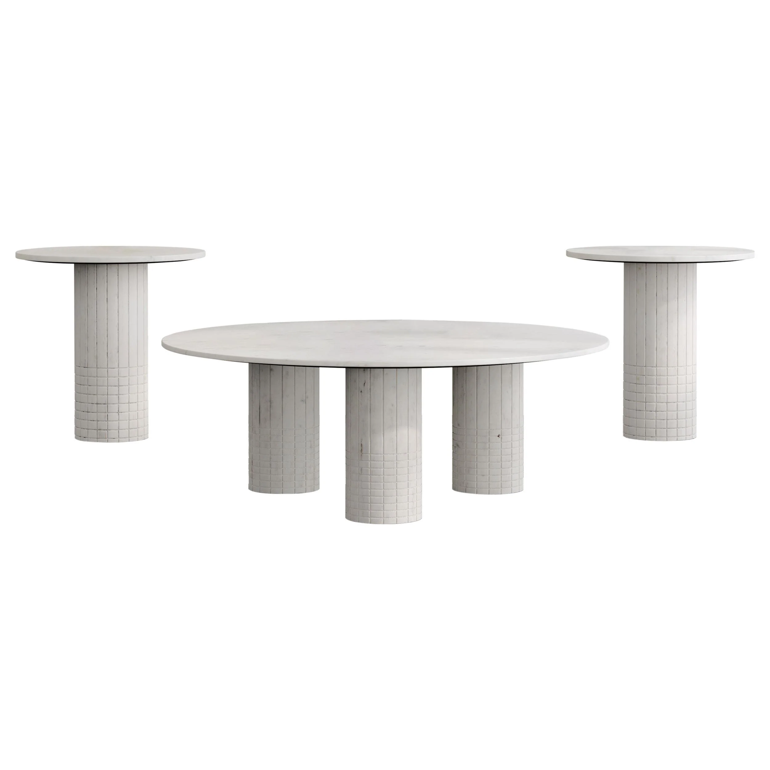 Astoria White 3-piece Marble Coffee and End Table Set - Image 2