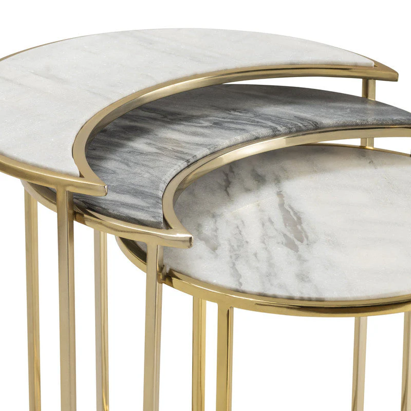 Astronomy Gold/White 3-Piece Nesting Tables - Image 2