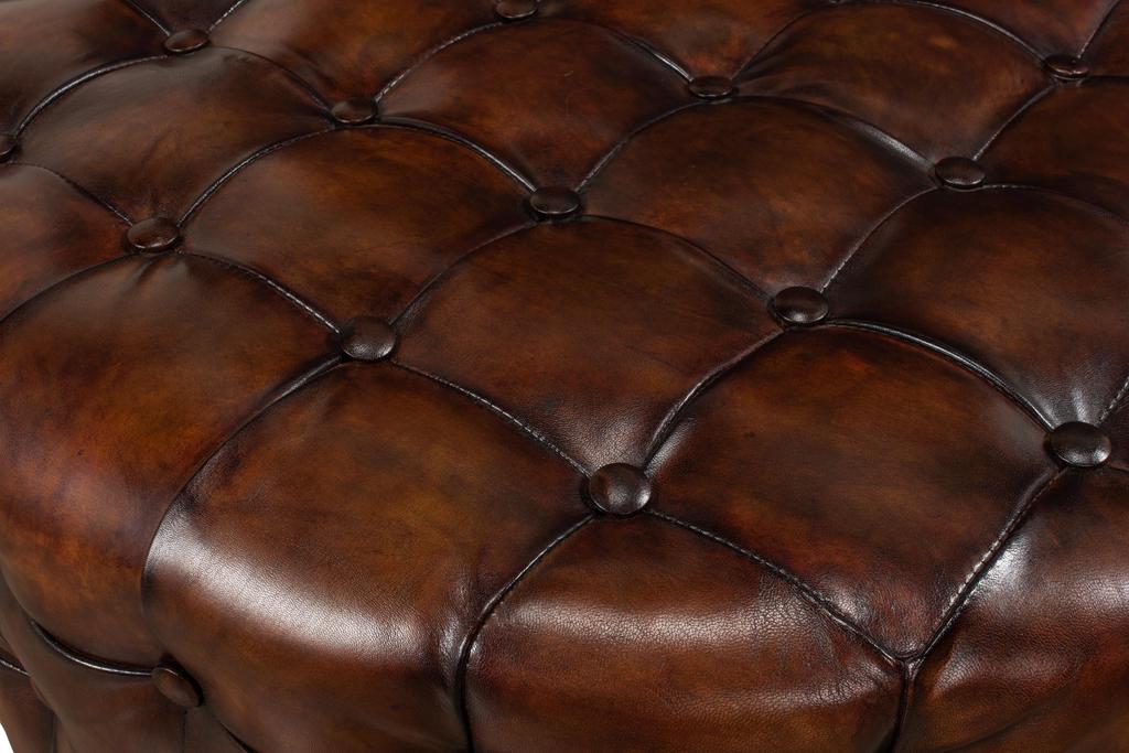 Atelier Leather Brown Leather Tufted Ottoman - Image 4