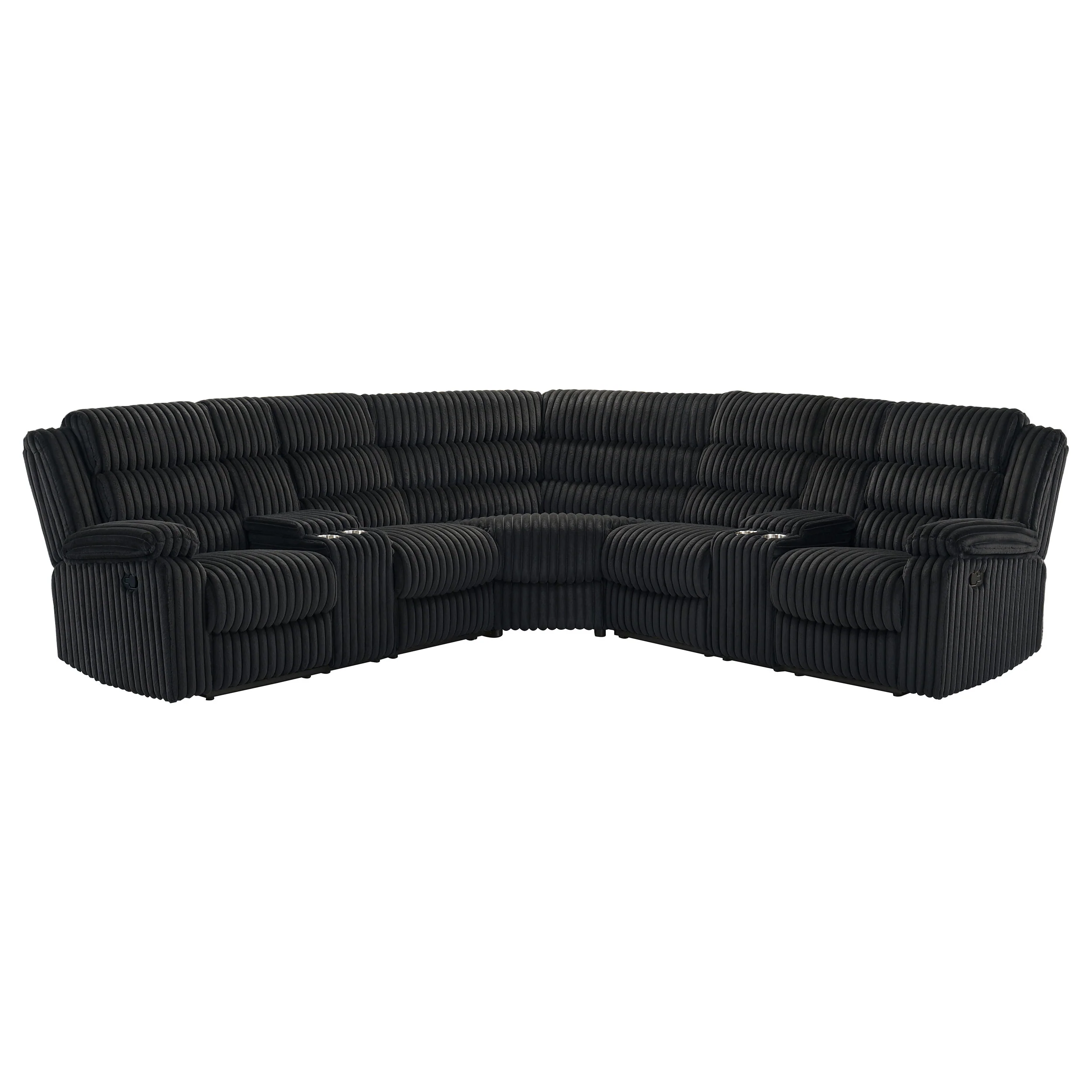 Atkinson Black Upholstered Reclining Sectional Sofa - Image 5