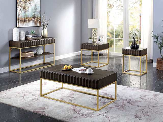Augsburg Walnut/Gold Sofa Table - Image 2