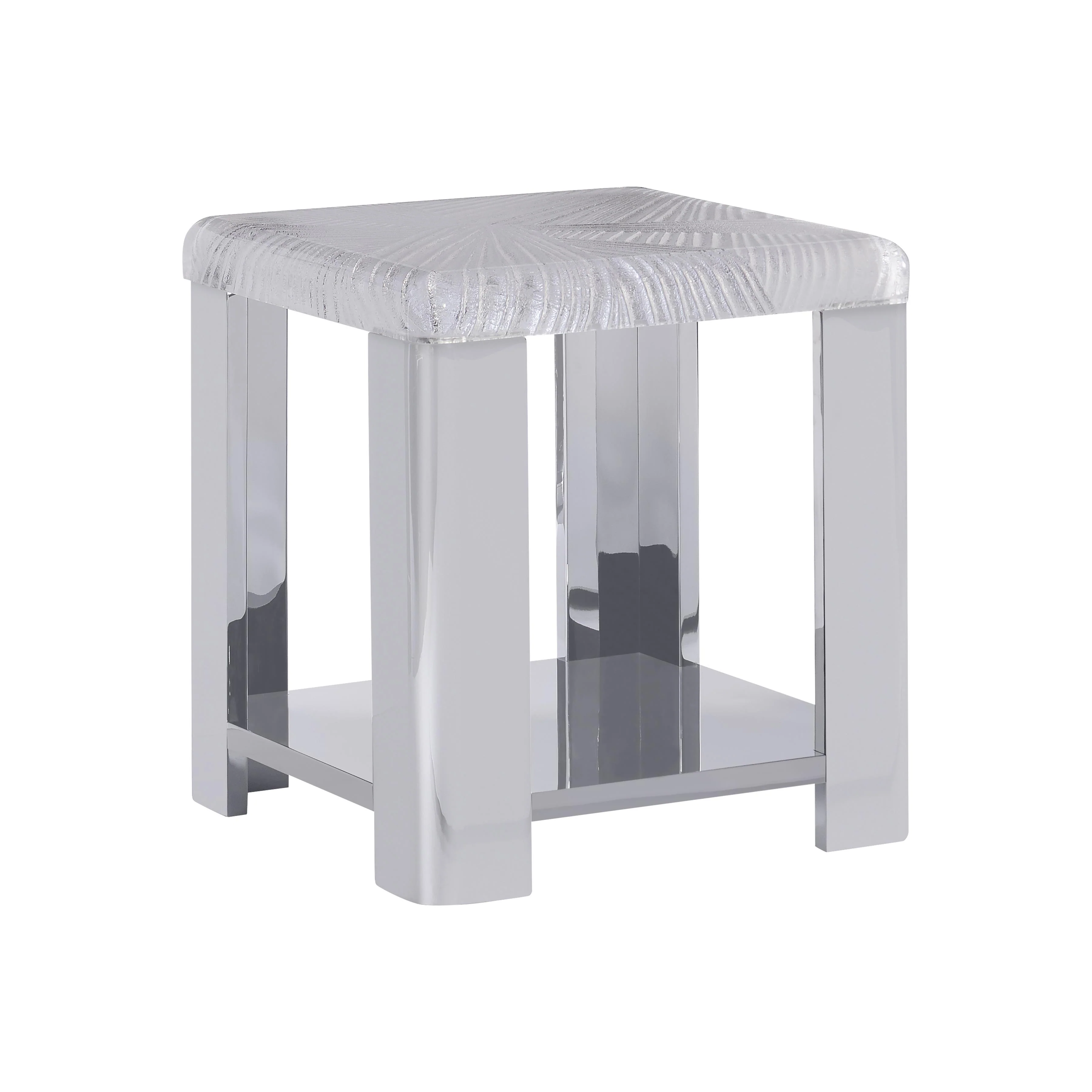 Aura Acrylic/Polished Stainless Steel Side Table - Image 4