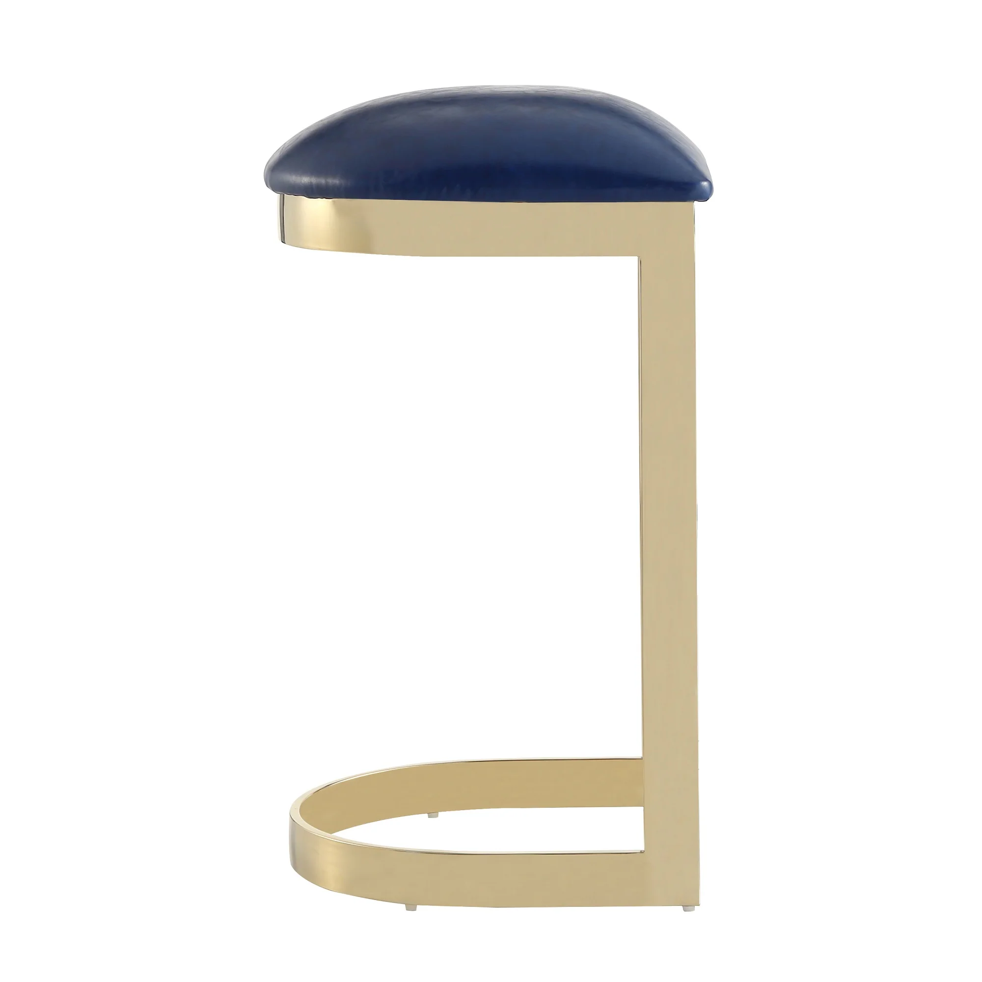 Aura Bar Stool in Blue and Polished Brass (set of 2) - Image 6