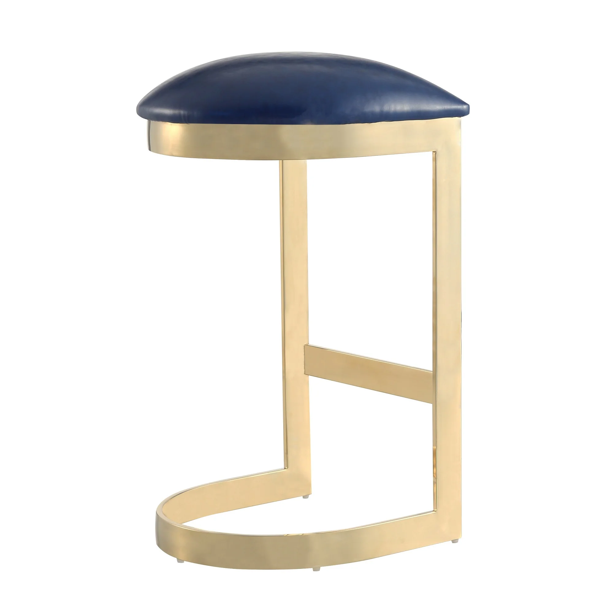 Aura Bar Stool in Blue and Polished Brass (set of 3) - Image 7